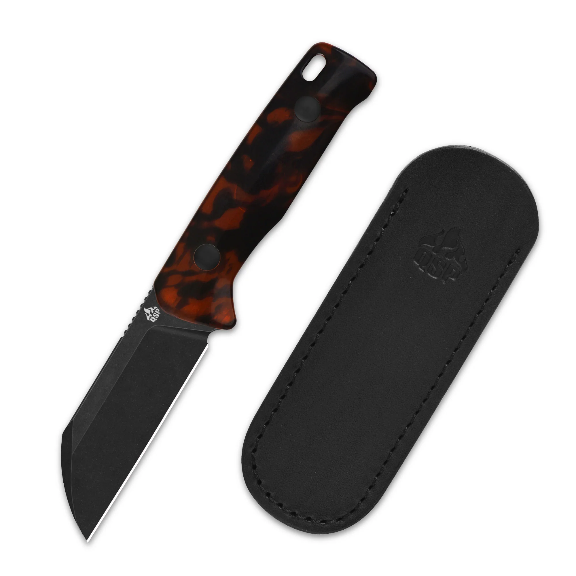 QSP Baby Penguin 14C28N blade Tortoise Resin handle with Clip Slip sheath - Image 7