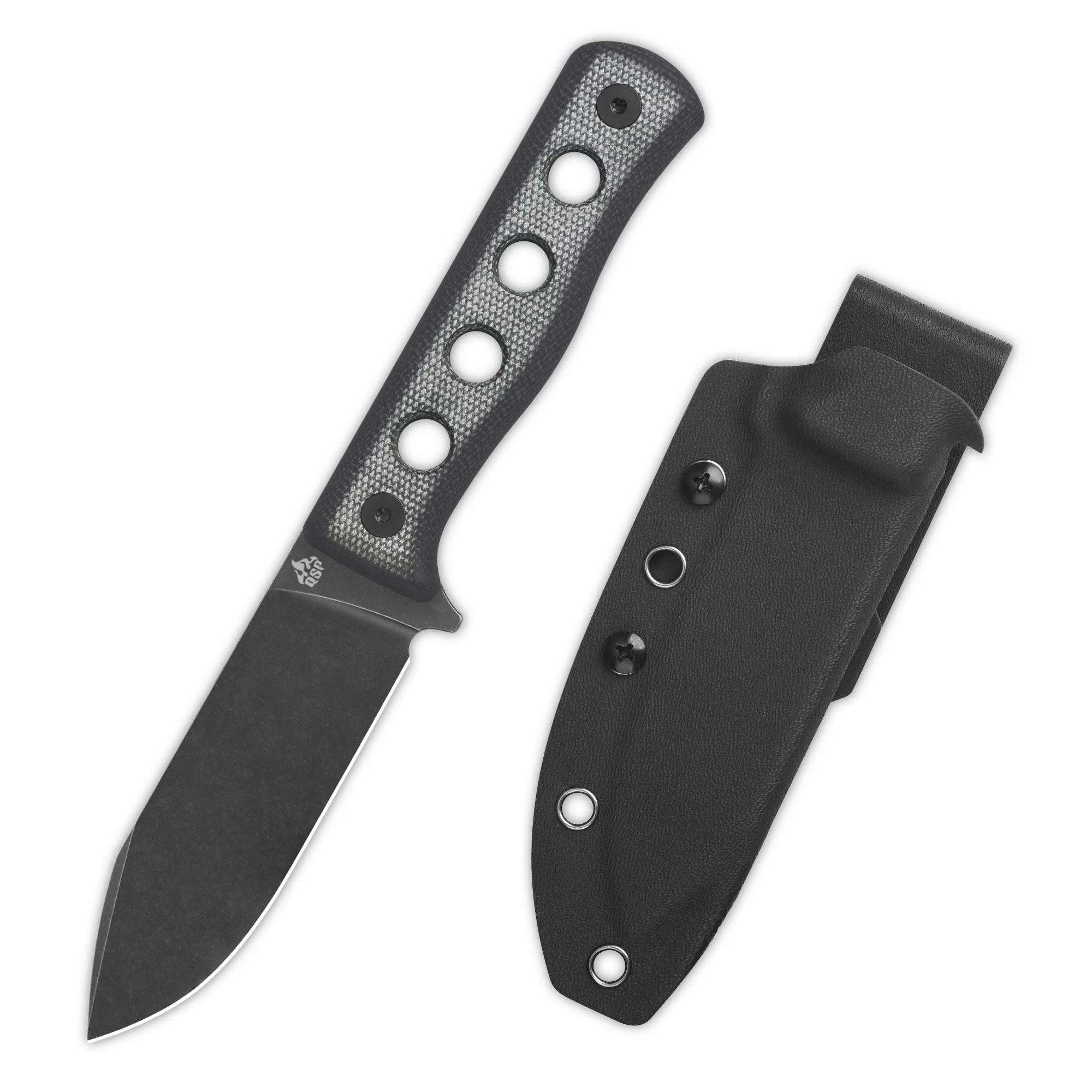 QSP Canary Fixed Blade Knife Cr8Mo2VSi(DC53) Blade Black Micarta Handle - Image 8