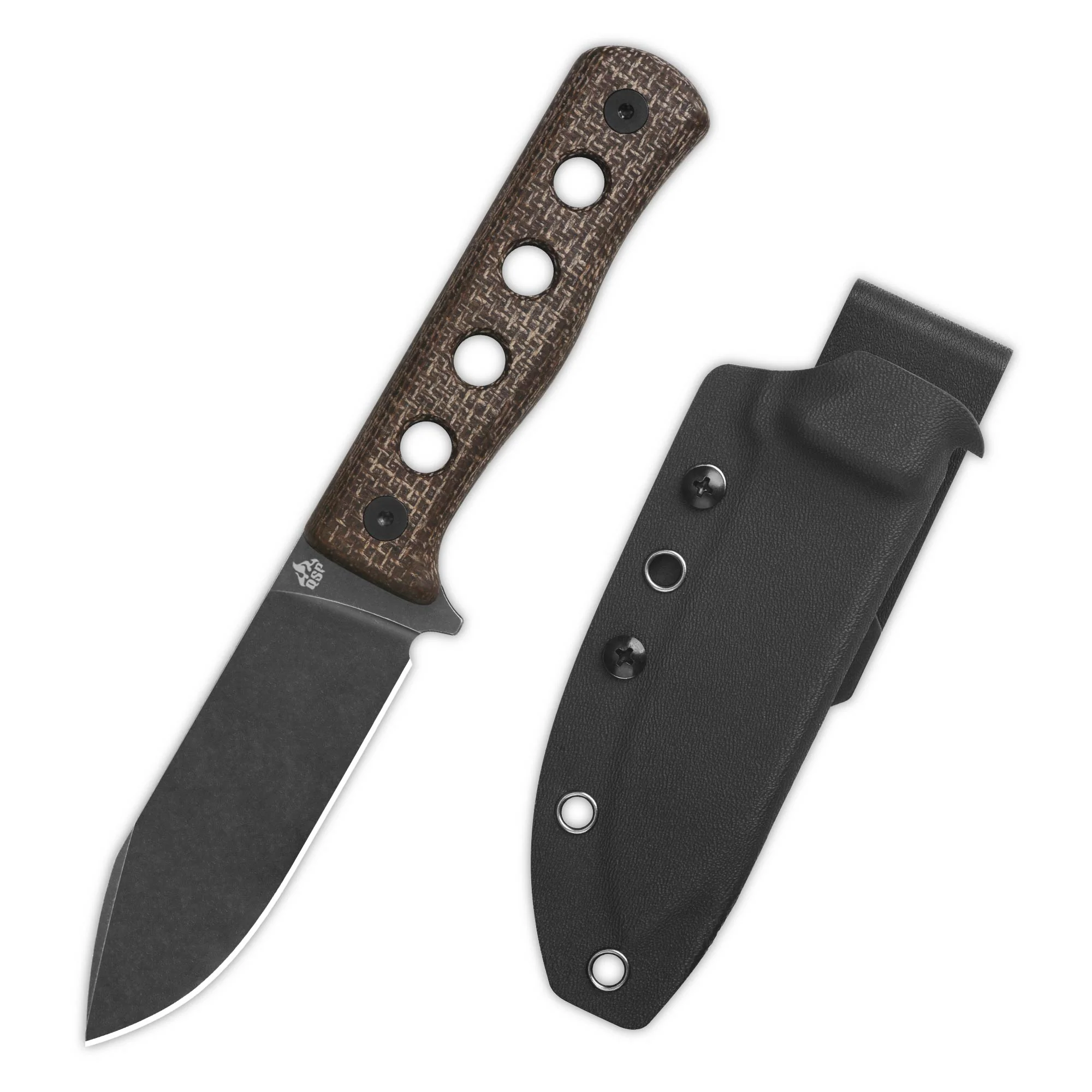 QSP Canary Fixed Blade Knife Cr8Mo2VSi(DC53) Blade Dark Brown Micarta Handle - Image 8