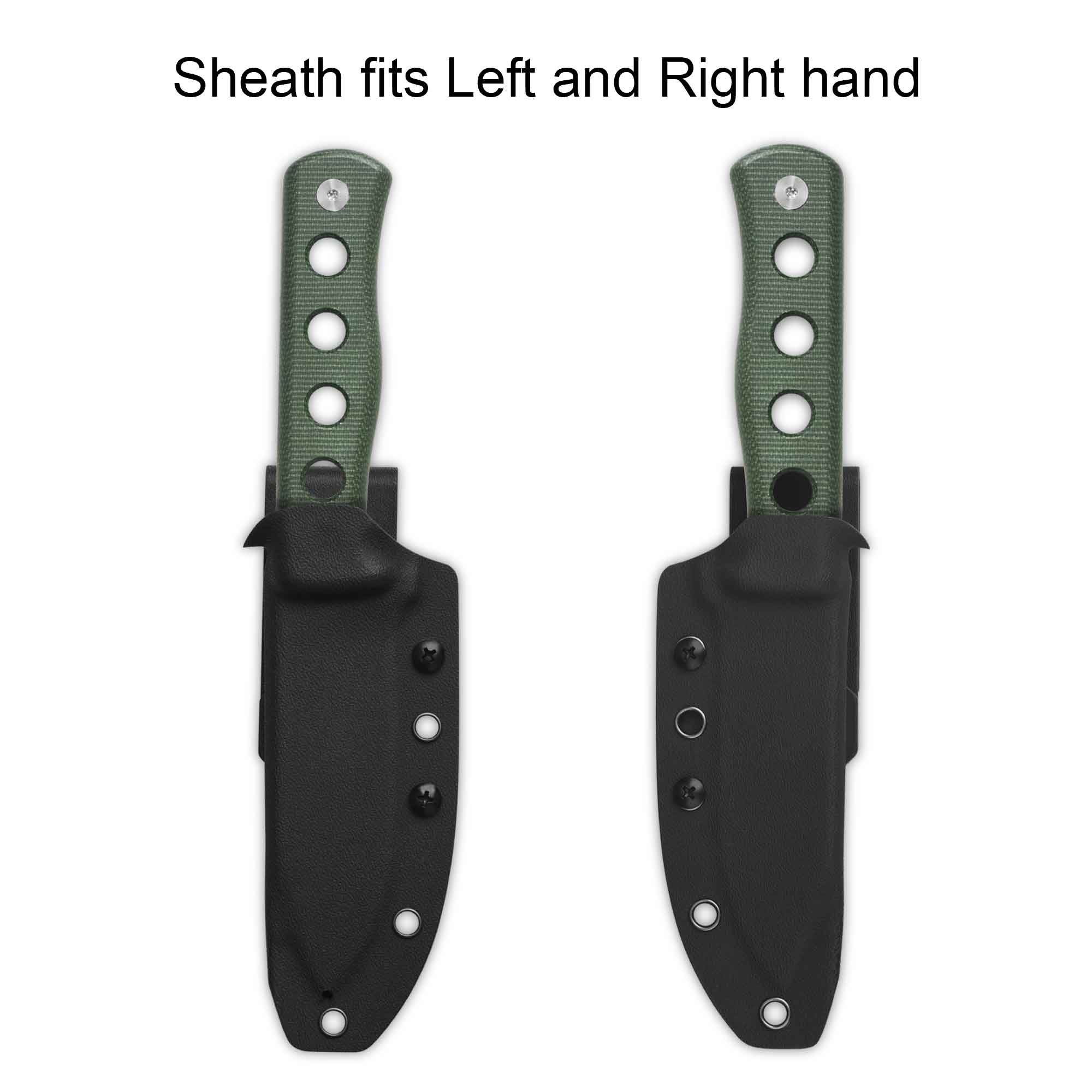 QSP Canary Fixed Blade Knife Cr8Mo2VSi(DC53) Blade Green Micarta Handle - Image 4