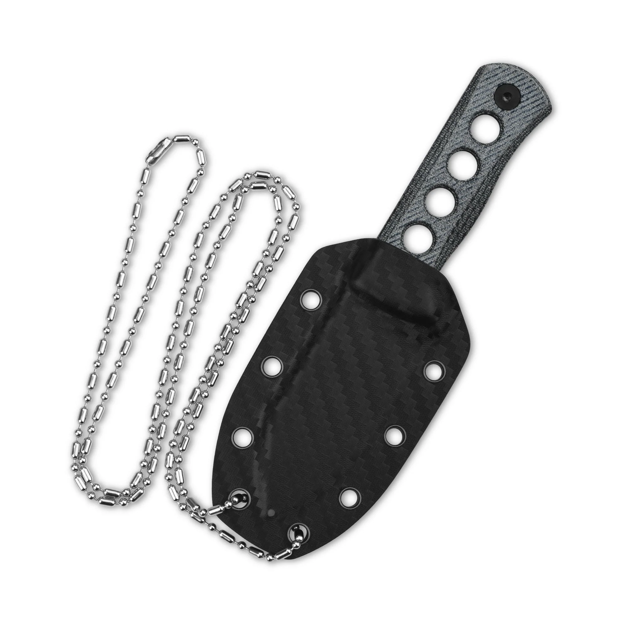 QSP Canary Neck knife 14C28N blade Denim Micarta handle with Kydex sheath - Image 6