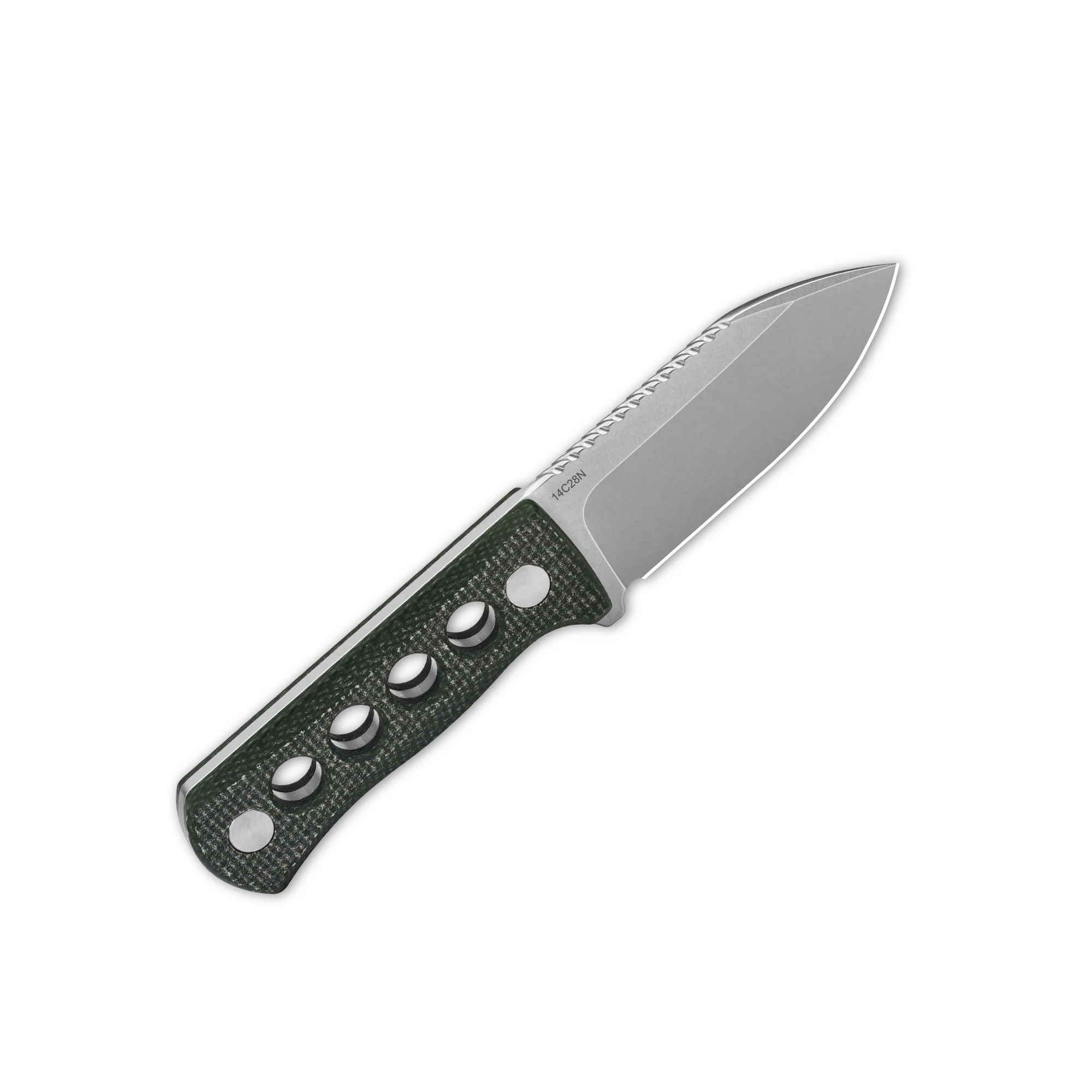 QSP Canary Neck knife 14C28N blade Green Micarta handle with Kydex sheath - Image 3