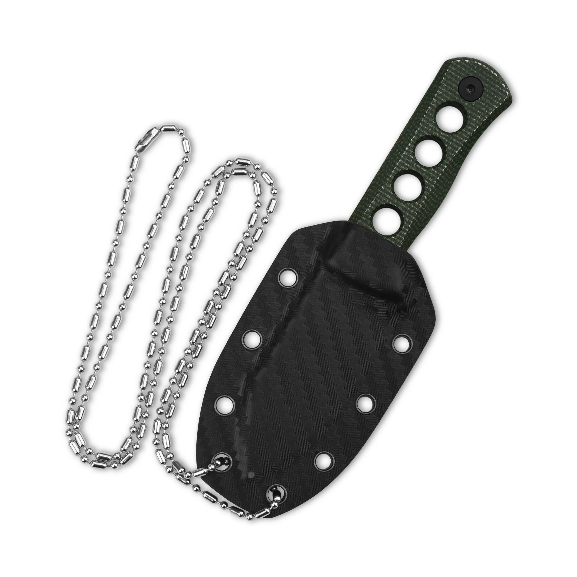 QSP Canary Neck knife 14C28N blade Green Micarta handle with Kydex sheath - Image 6