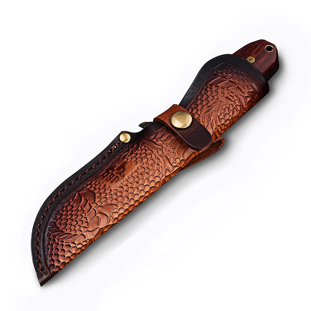 QSP Erised I Fixed blade knife 9Cr14MoV blade Rosewood handle with leather sheath - Image 4
