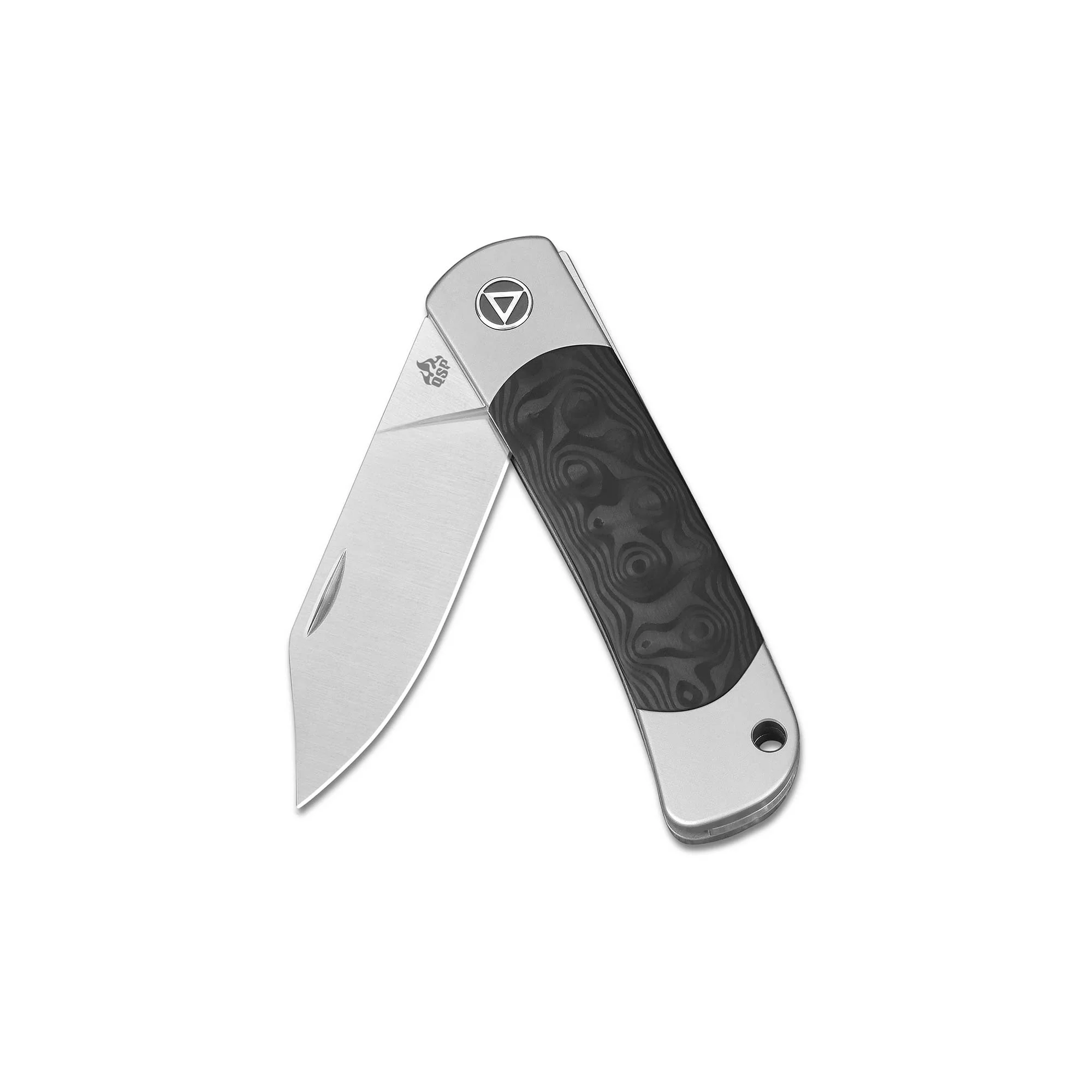 QSP Falcon Slip Joint Pocket Knife S35VN Blade Titanium Handle with Marbled CF attached - Image 4