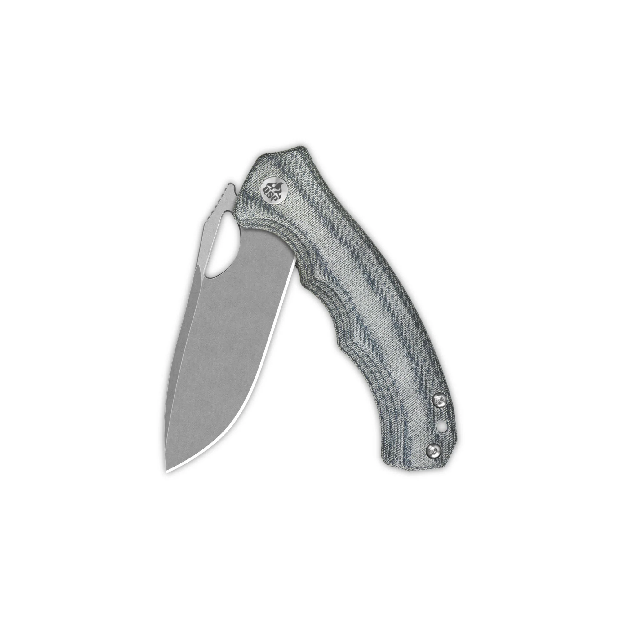 QSP Gorilla Liner Lock Pocket Knife 14C28N Blade Denim Micarta Handle - Image 4
