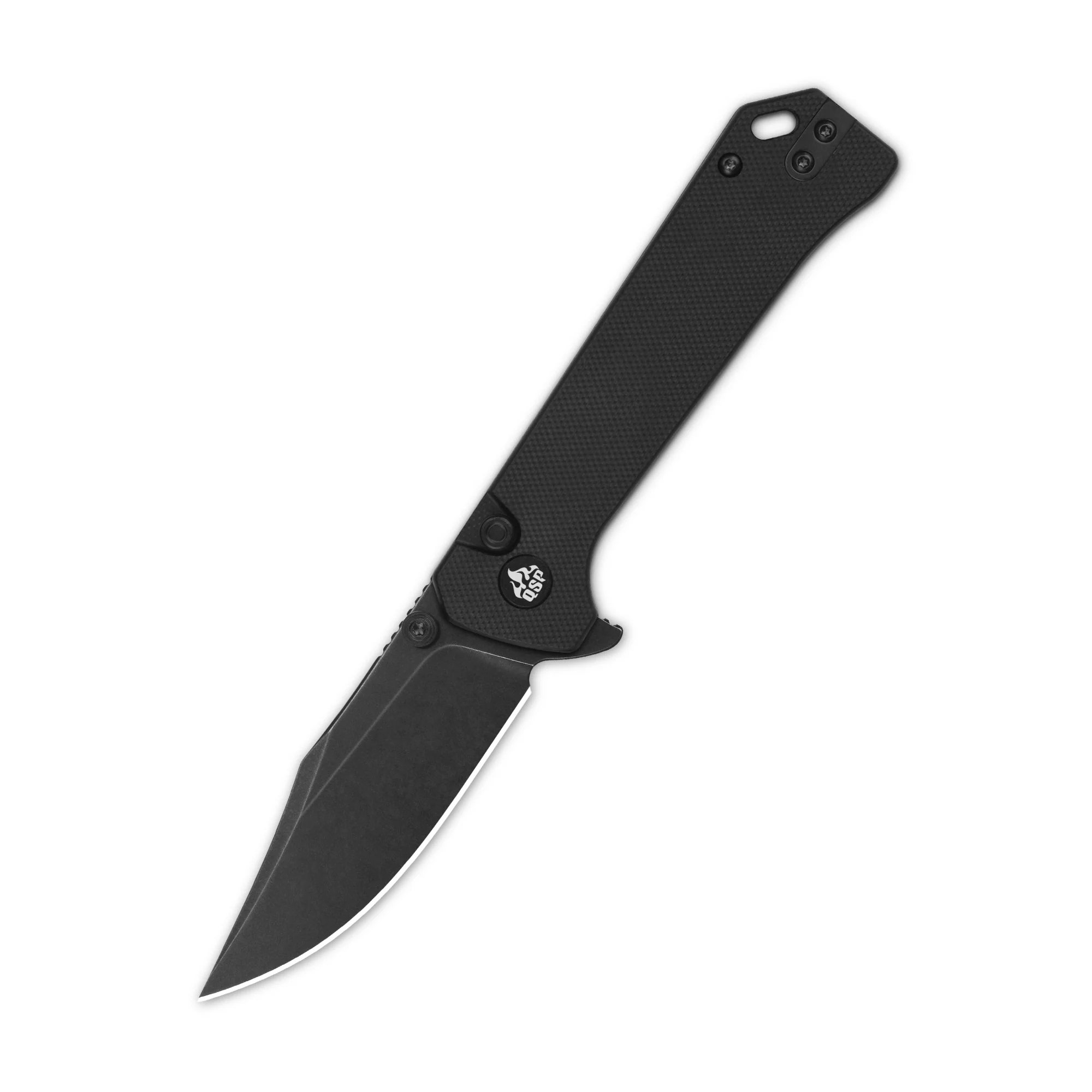 QSP Grebe Button Lock Pocket Knife 14C28N blade Black G10 Handle - Image 5