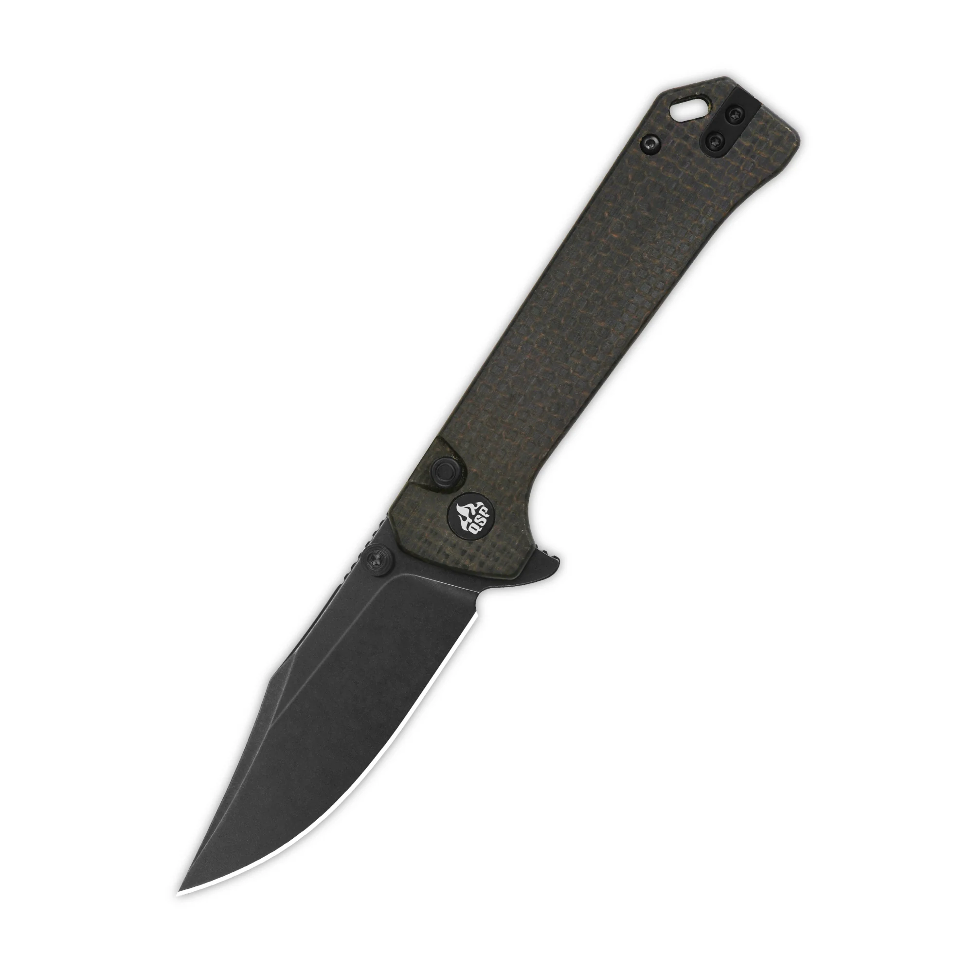 QSP Grebe Button Lock Pocket Knife 14C28N blade Dark Brown Micarta Handle - Image 5