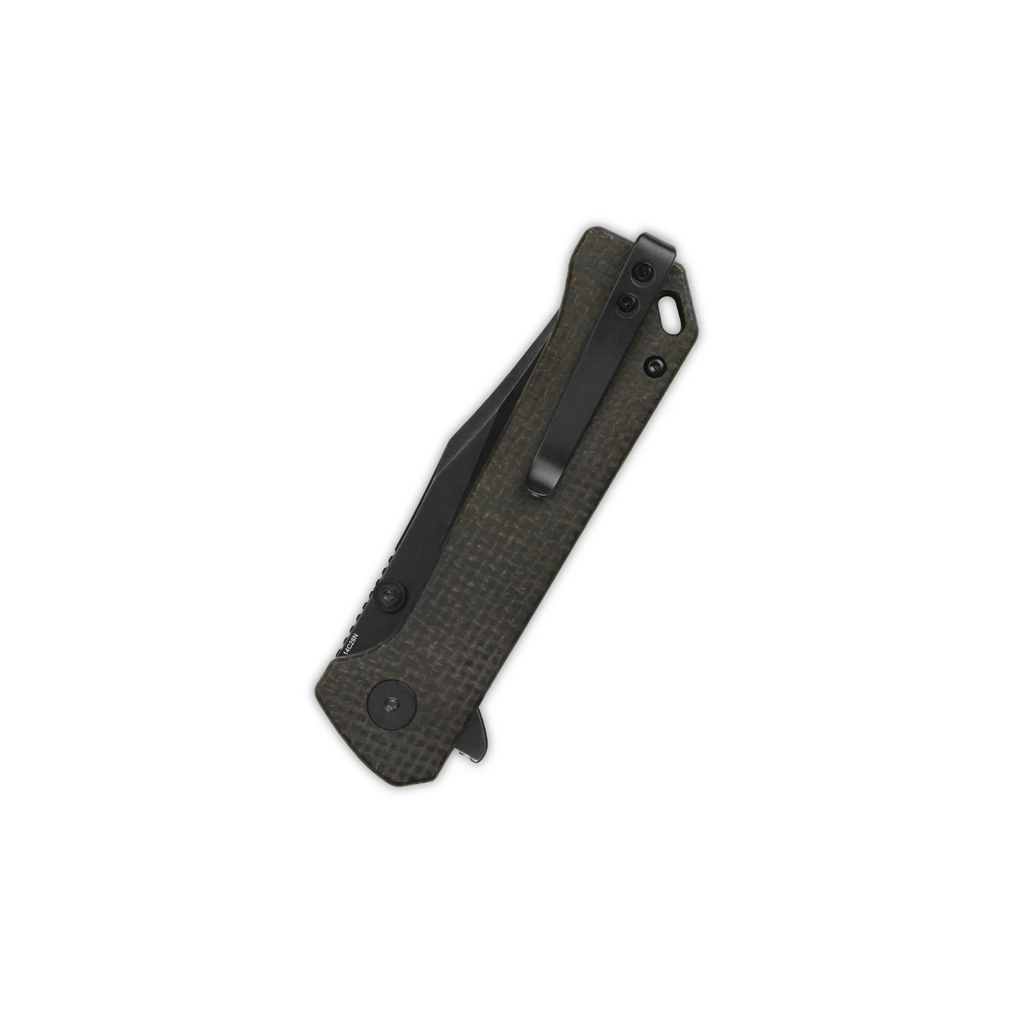 QSP Grebe Button Lock Pocket Knife 14C28N blade Dark Brown Micarta Handle - Image 6