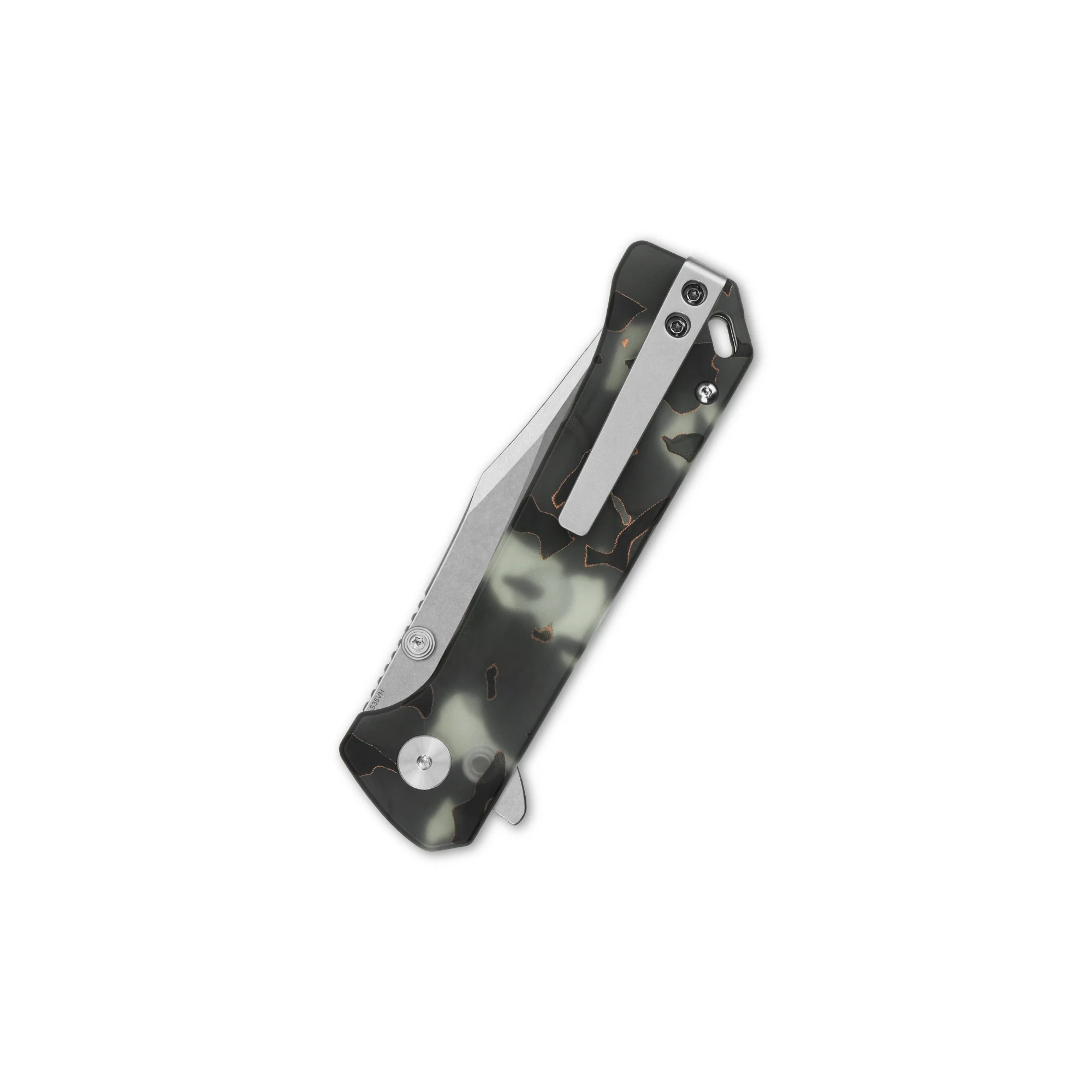 QSP Grebe Button Lock Pocket Knife S35VN blade Raffir resin Glow in Dark Handle - Image 3