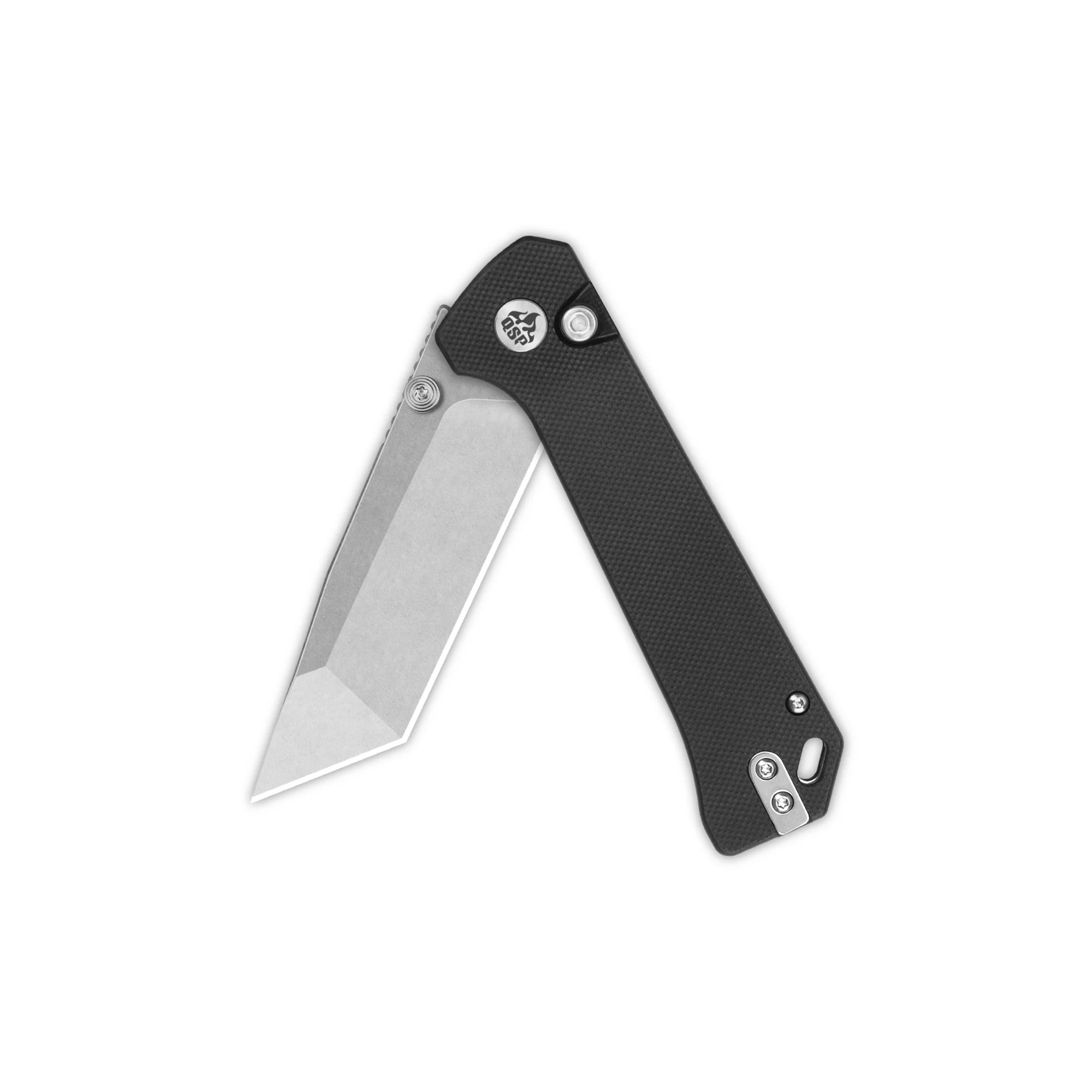 QSP Grebe T Button Lock Pocket Knife 14C28N blade Black G10 Handle - Image 4