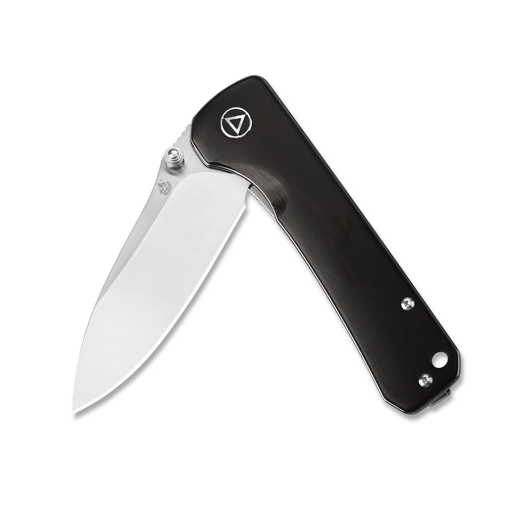 QSP Hawk Liner Lock Pocket Knife 14C28N Blade Ebony Wood Handle - Image 3
