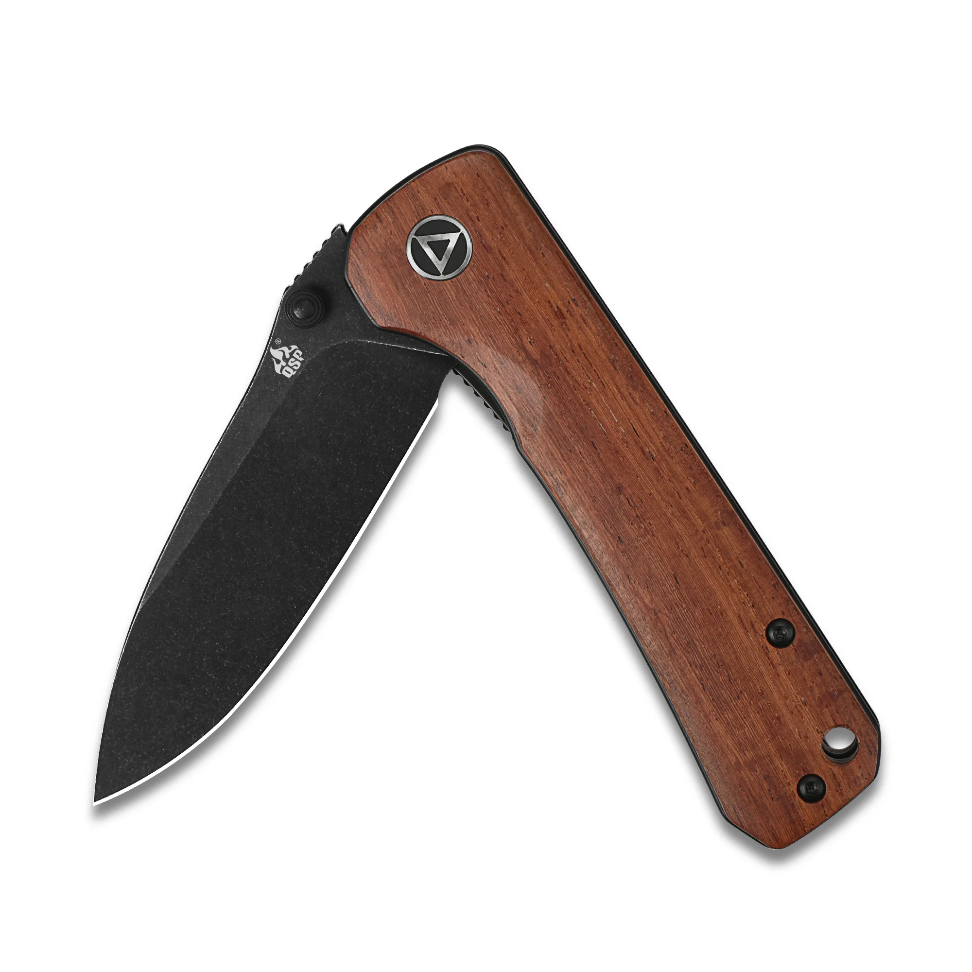 QSP Hawk Liner Lock Pocket Knife 14C28N Blade Mkuruti Wood Handle - Image 7