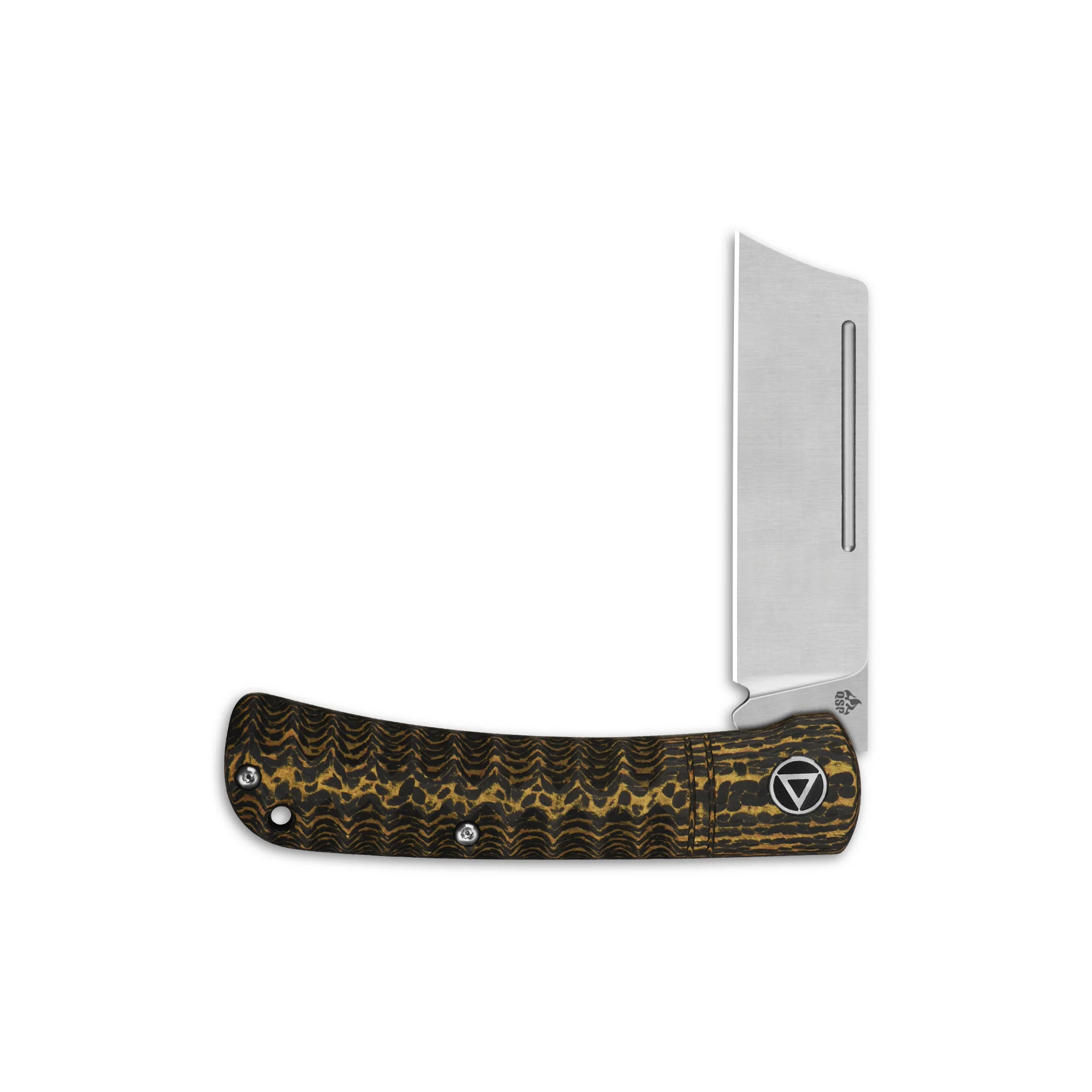 QSP Hedgehog Slip Joint Pocket Knife 14C28N blade Carbon Fiber Handle-Cleaver - Image 3