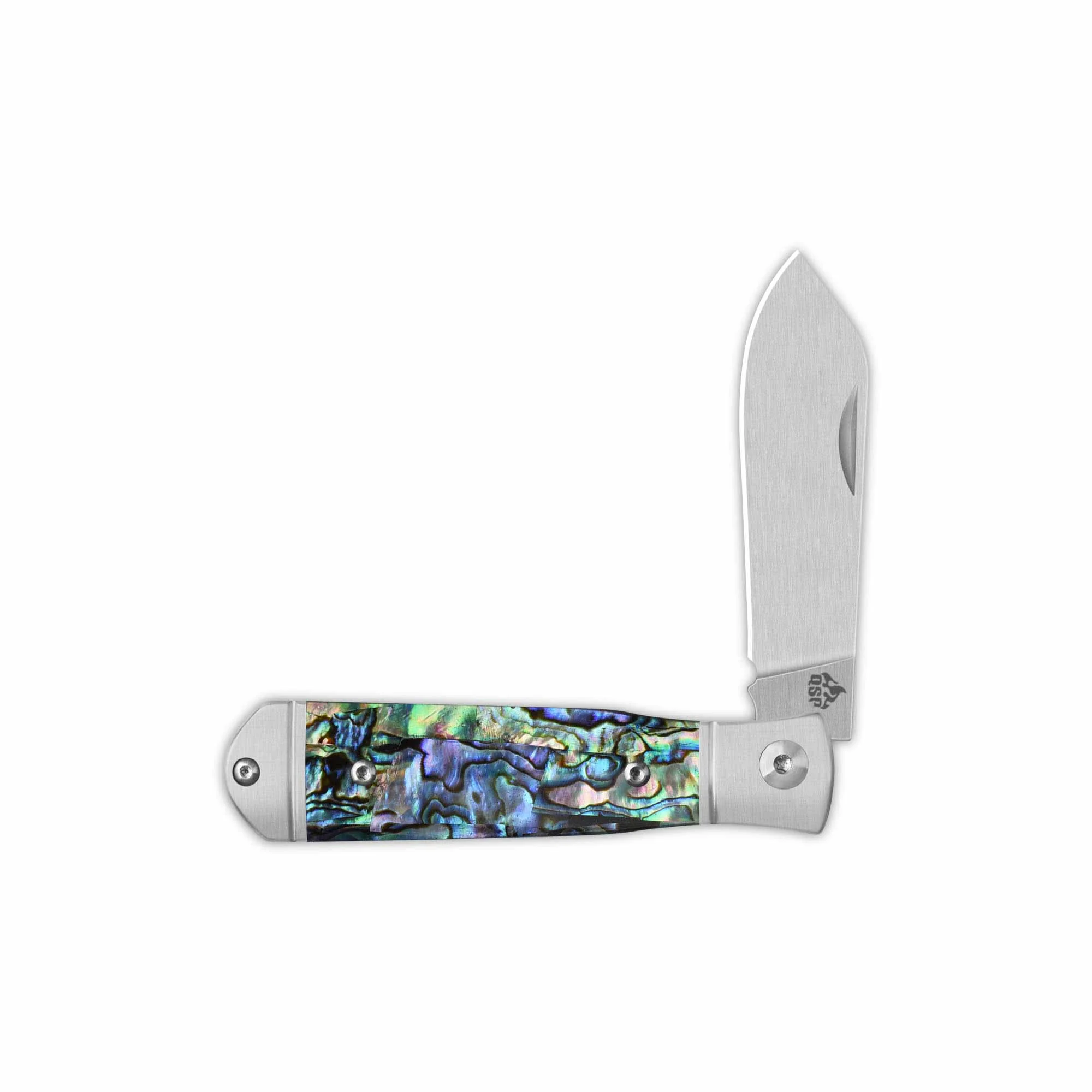 QSP Jumping Jack Slip Joint Pocket Knife 14C28N blade Abalone Handle - Image 3