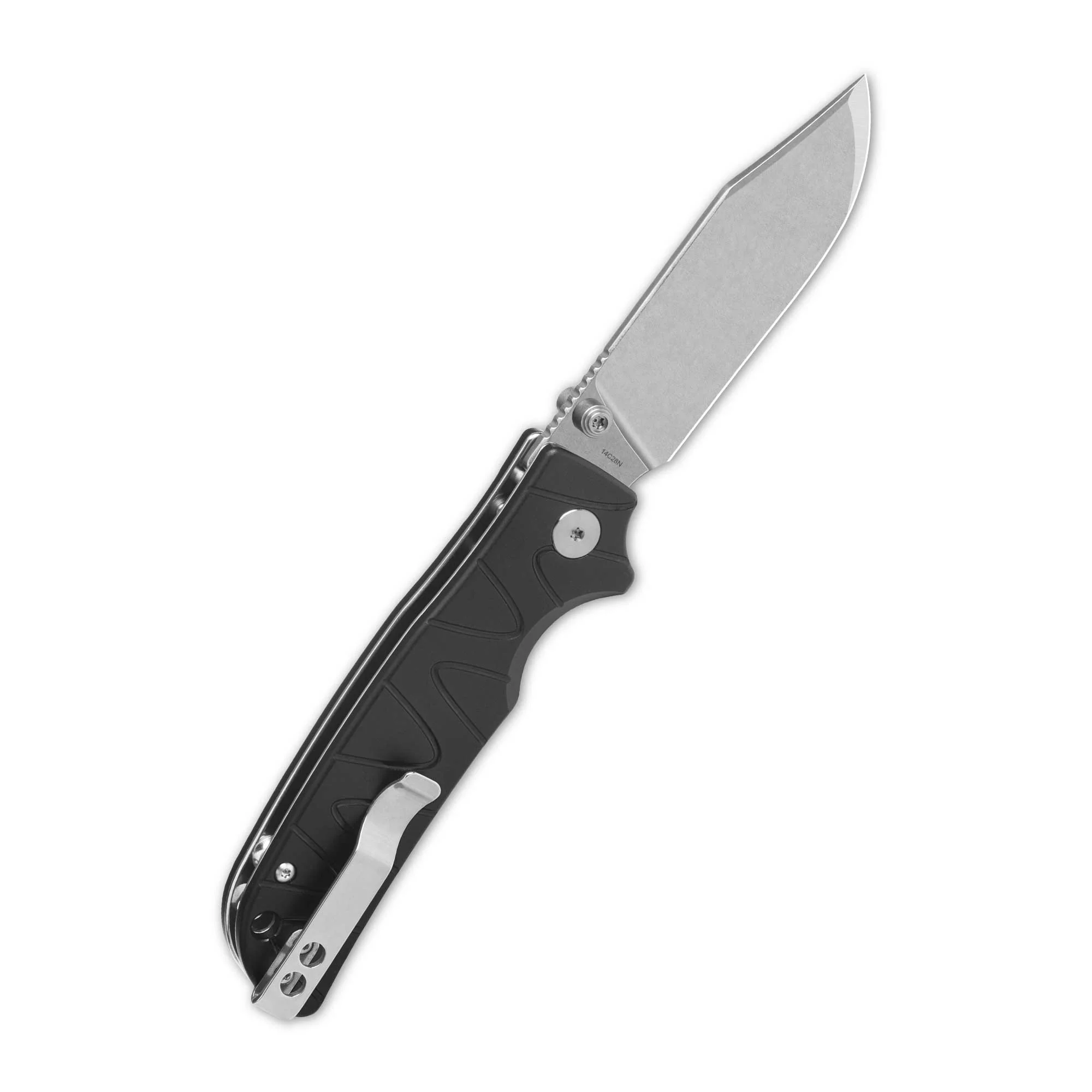 QSP Kali Button Lock Pocket Knife 14C28N Blade Black Aluminium Handle - Image 4