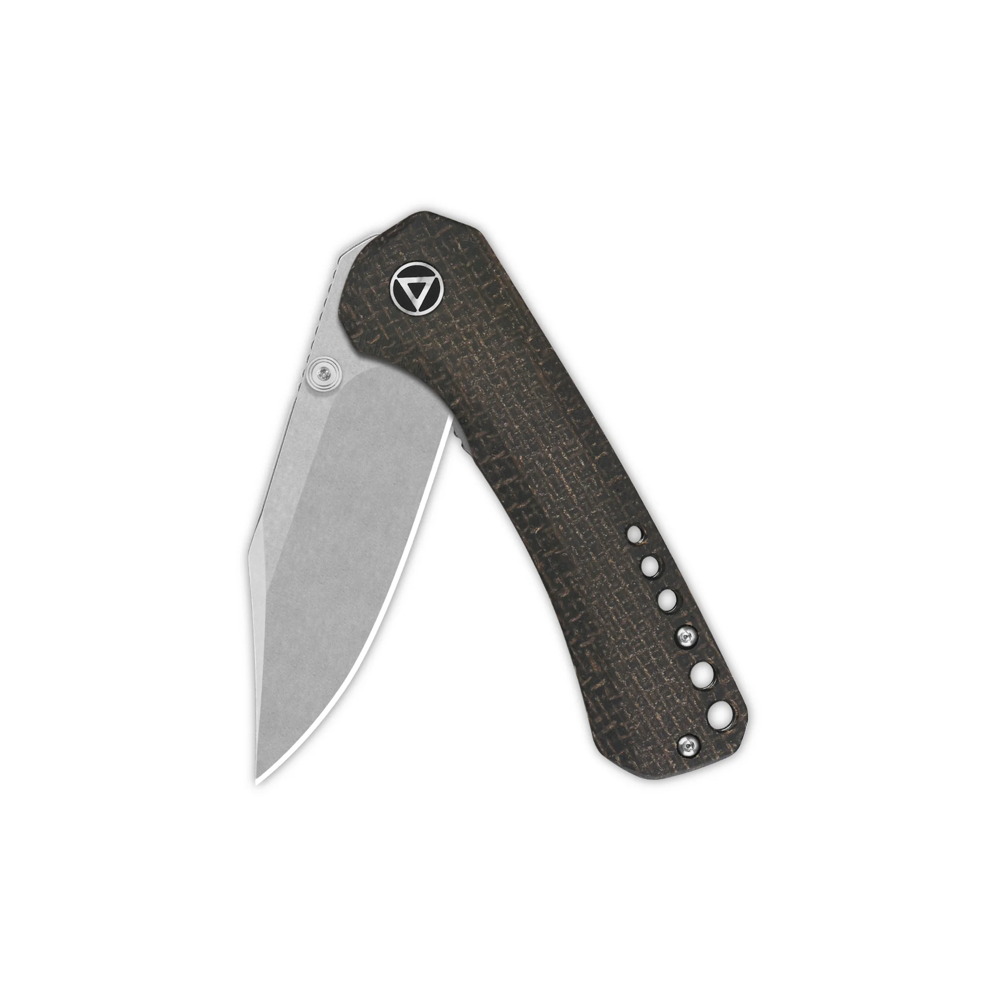 QSP Kestrel Pocket knife 14C28N blade Dark Brown Micarta handle - Image 4