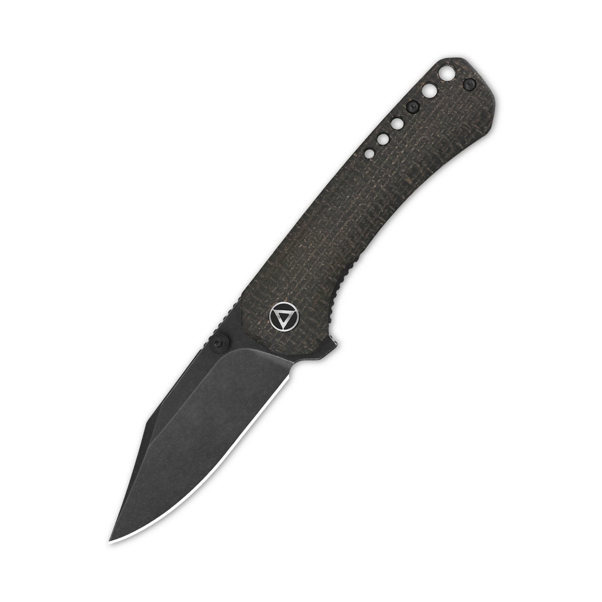 QSP Kestrel Pocket knife 14C28N blade Dark Brown Micarta handle - Image 5