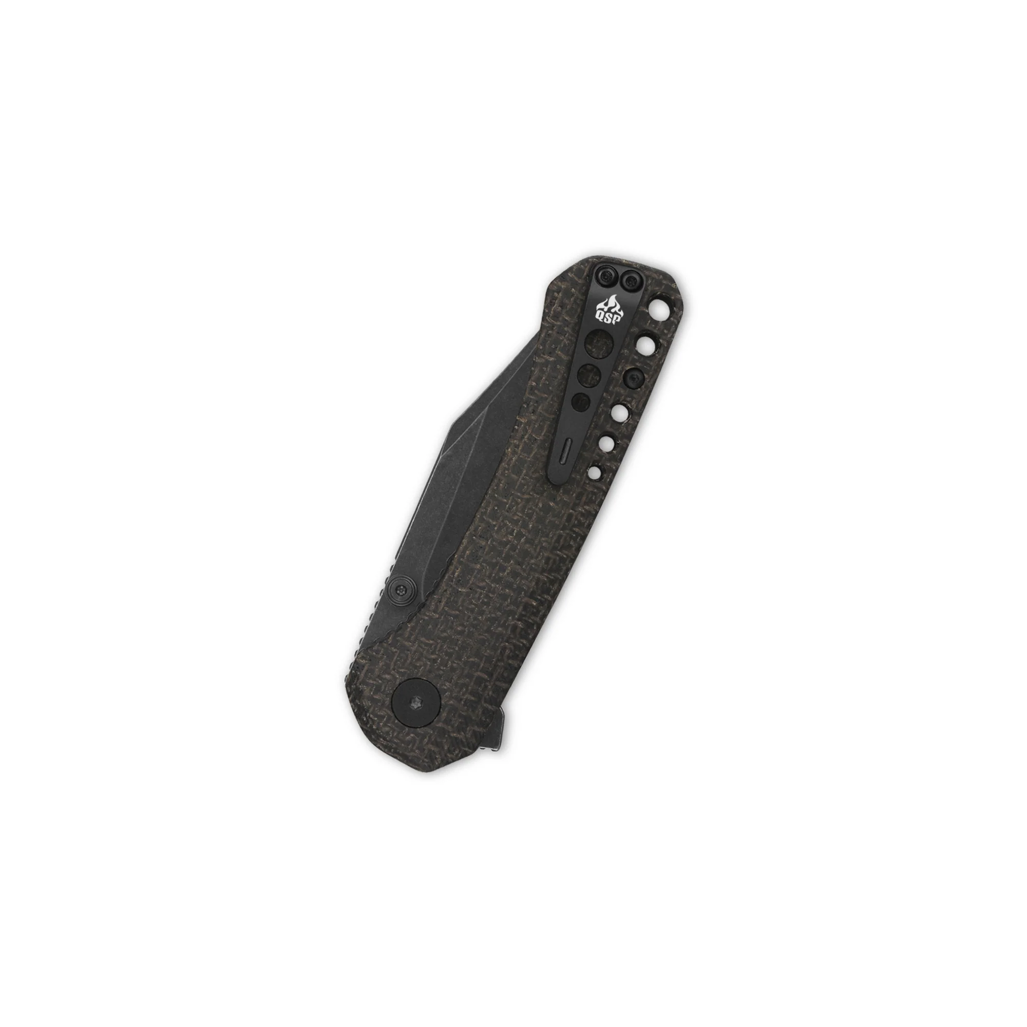 QSP Kestrel Pocket knife 14C28N blade Dark Brown Micarta handle - Image 6