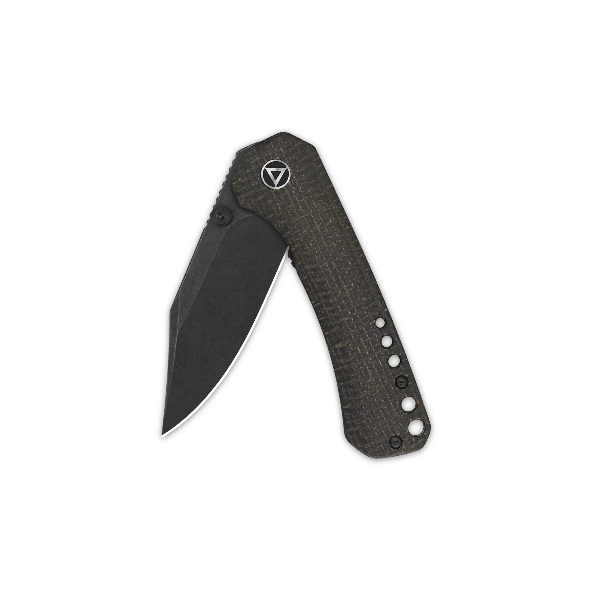 QSP Kestrel Pocket knife 14C28N blade Dark Brown Micarta handle - Image 8