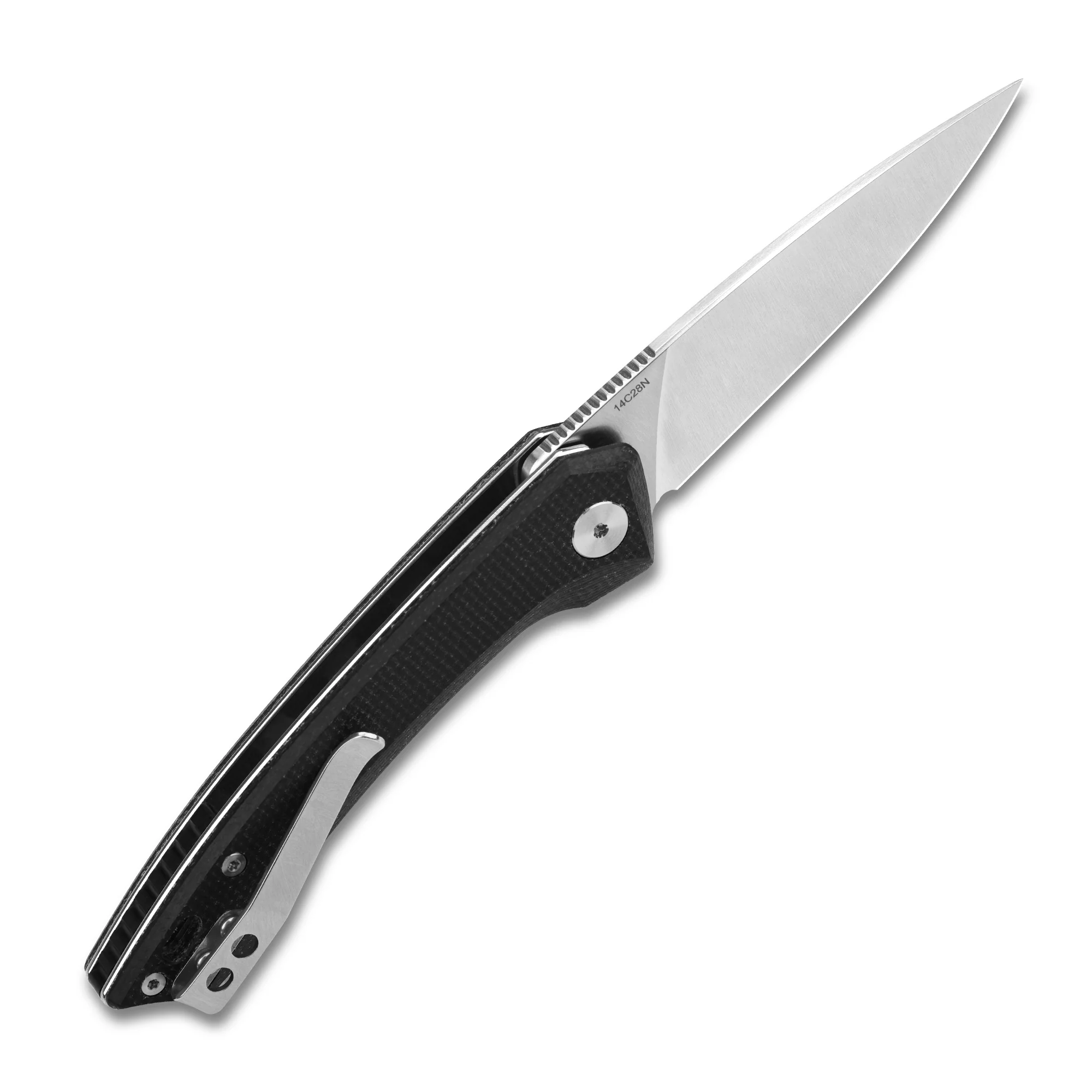 QSP Leopard Liner Lock Pocket Knife 14C28N blade Micarta handle - Image 4