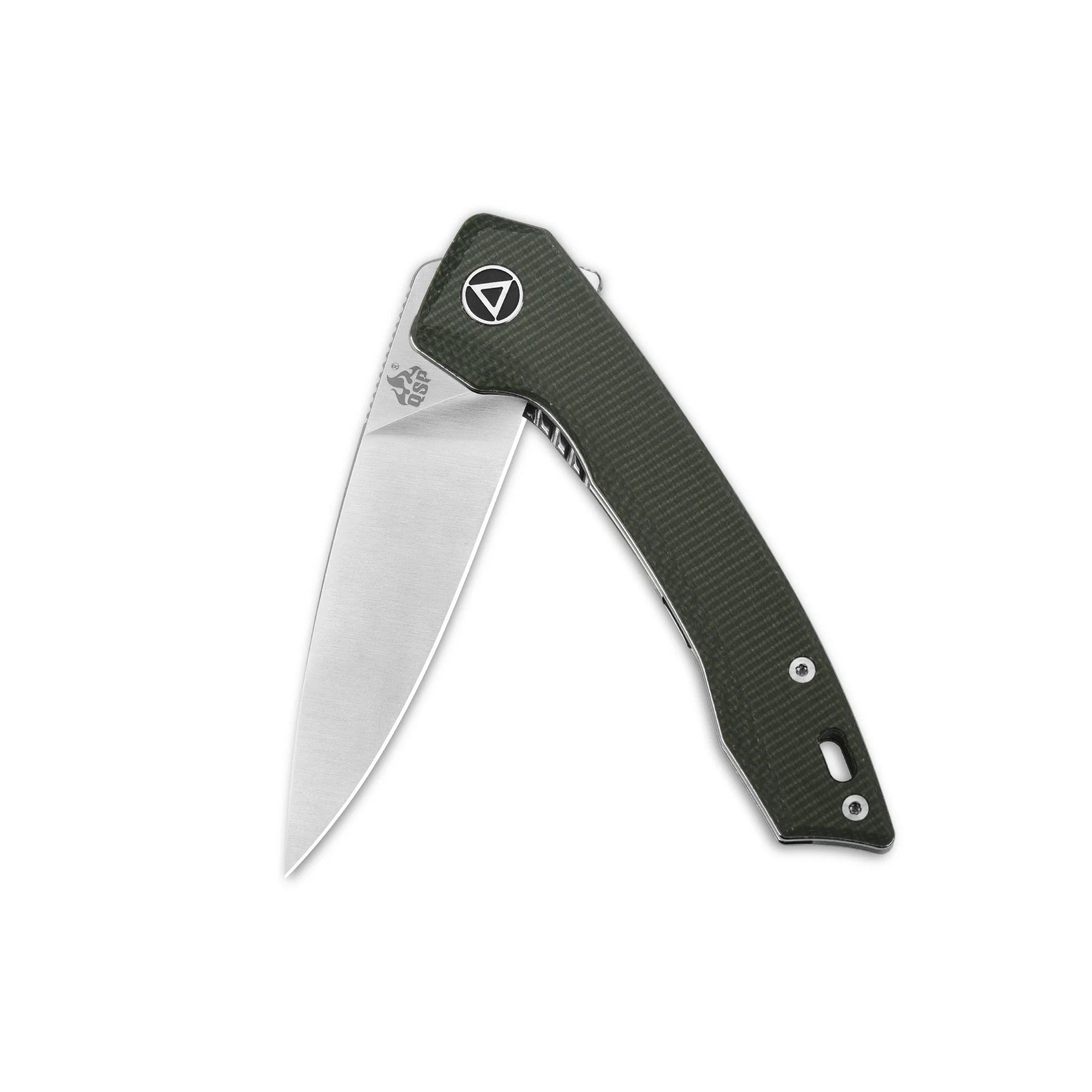QSP Leopard Liner Lock Pocket Knife 14C28N blade Micarta handle - Image 7