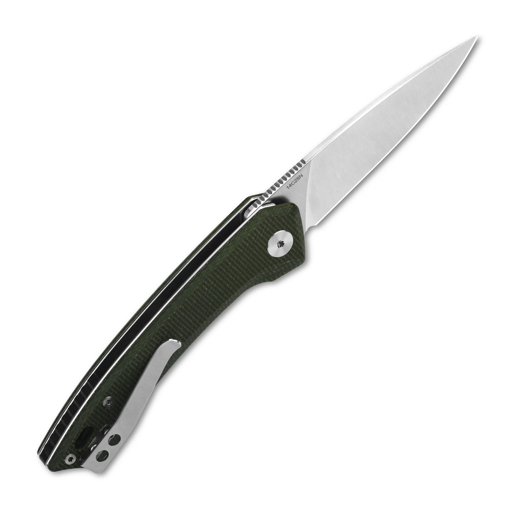 QSP Leopard Liner Lock Pocket Knife 14C28N blade Micarta handle - Image 8