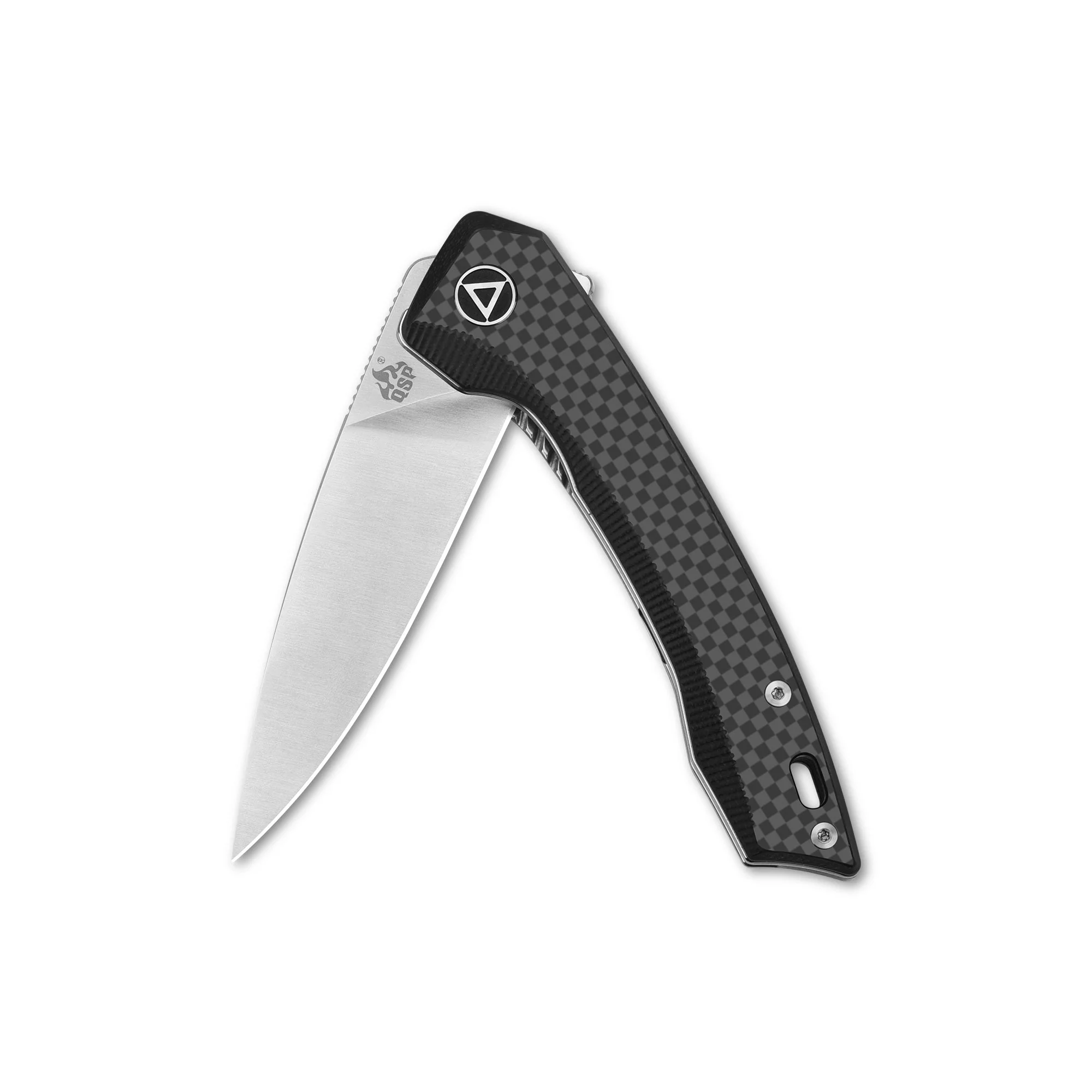 QSP Leopard Liner Lock Pocket Knife 14C28N blade CF overlay G10 handle - Image 3