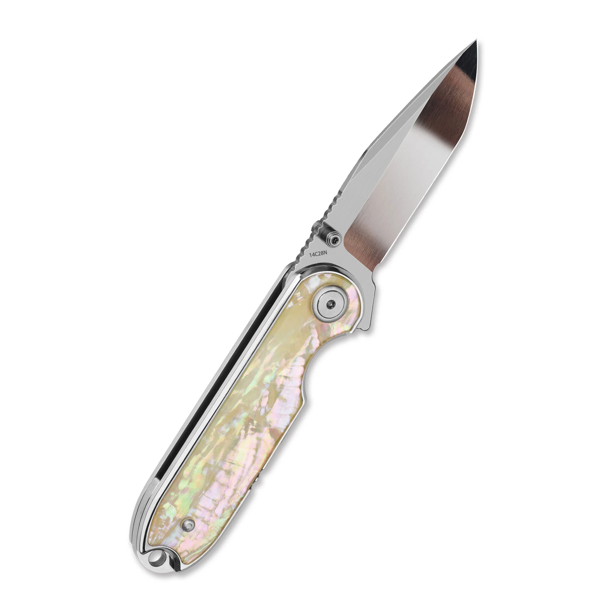 QSP Nebula Liner Lock Pocket Knife 14C28N Blade Mother of Pearl Handle - Image 4