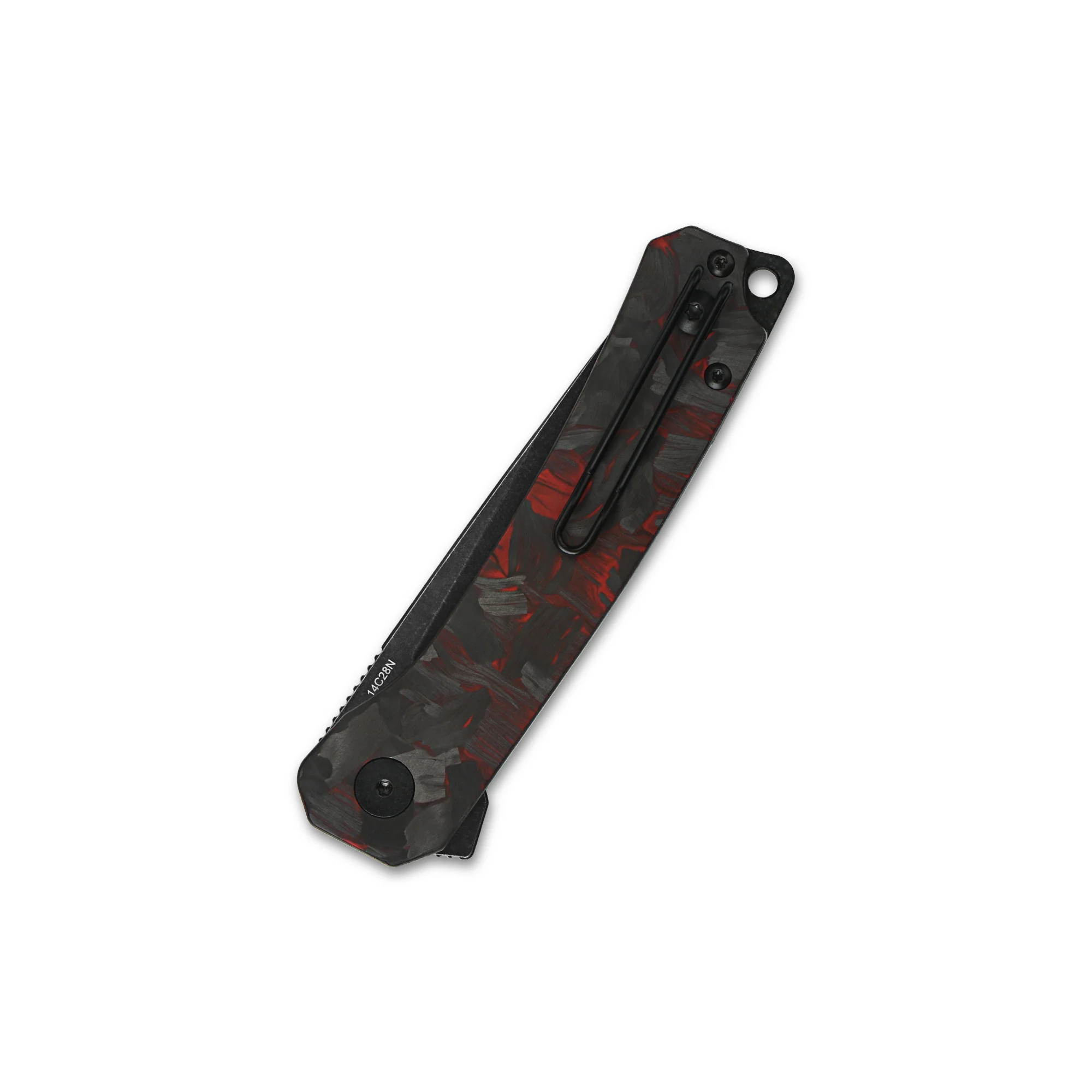 QSP Osprey Liner Lock Pocket Knife 14C28N Blade Red Shredded CF Overlay G10 Handle - Image 6