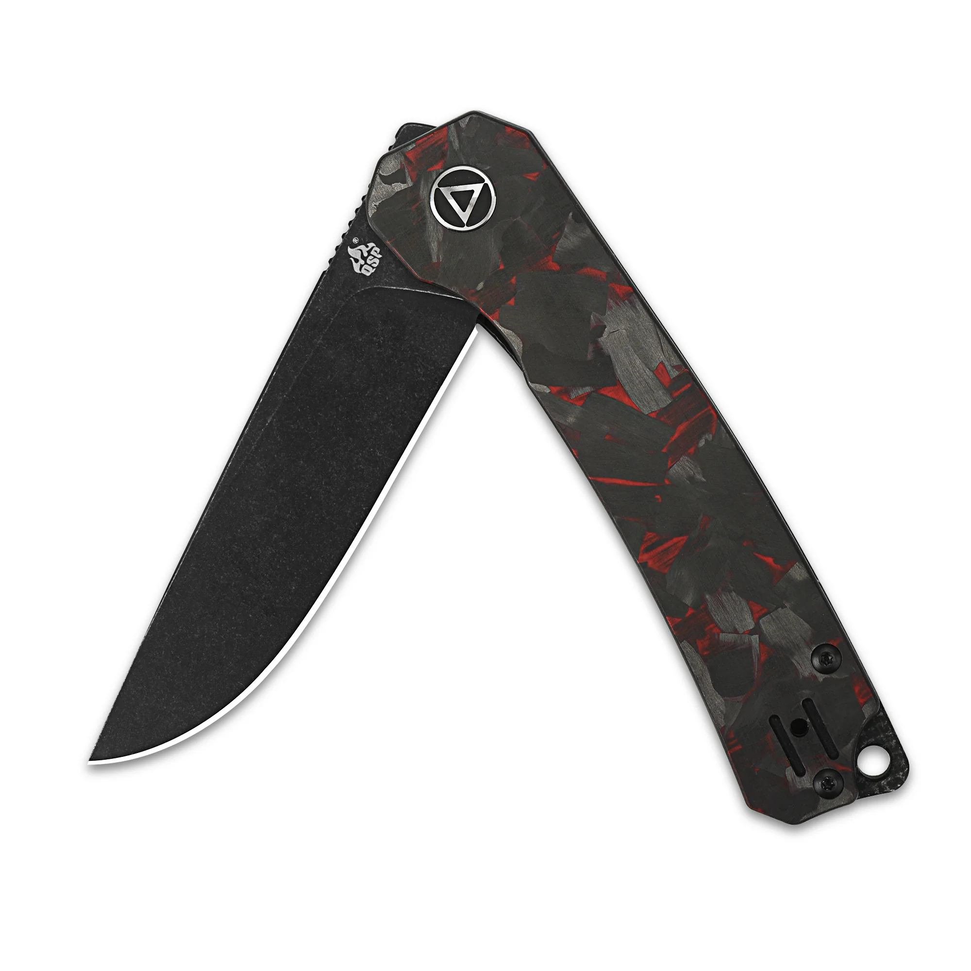 QSP Osprey Liner Lock Pocket Knife 14C28N Blade Red Shredded CF Overlay G10 Handle - Image 7