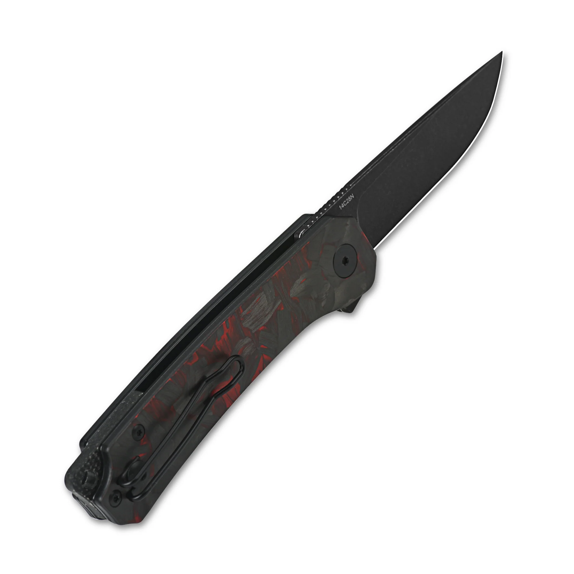 QSP Osprey Liner Lock Pocket Knife 14C28N Blade Red Shredded CF Overlay G10 Handle - Image 8