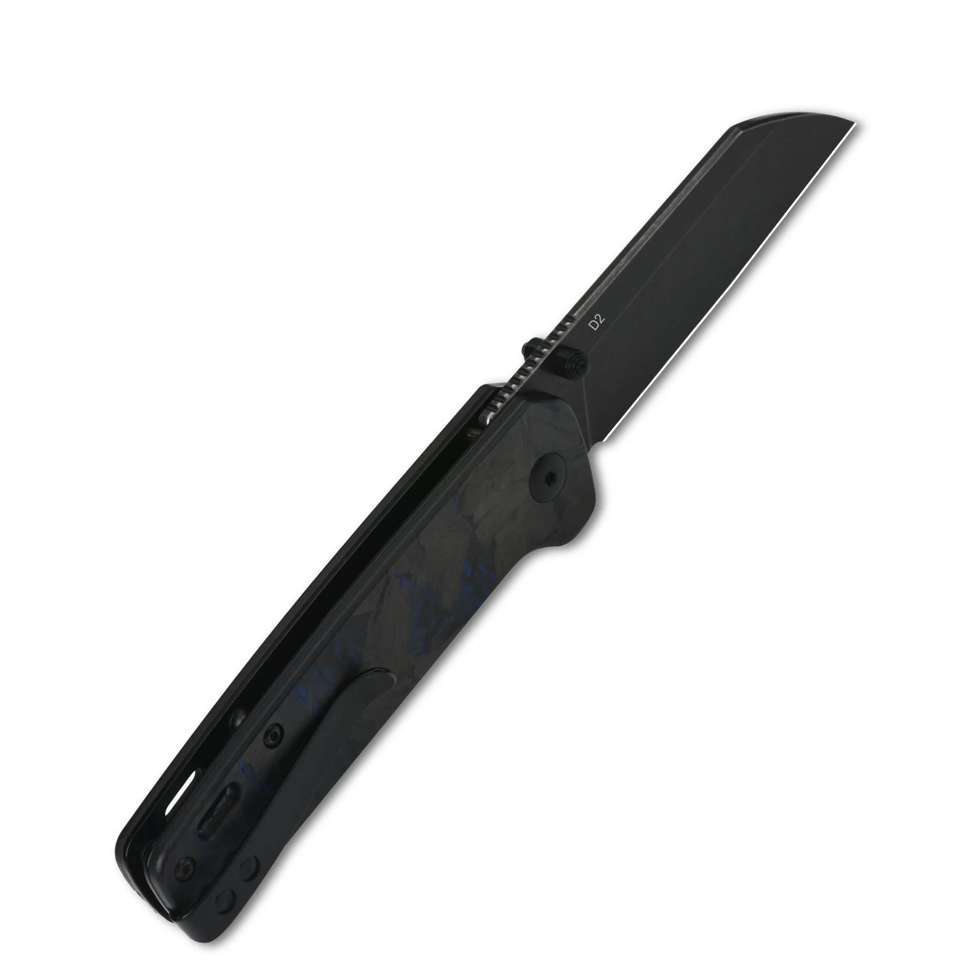 QSP Penguin Liner Lock Pocket Knife D2 Blade Blue Shredded CF overlay G10 Handle - Image 11