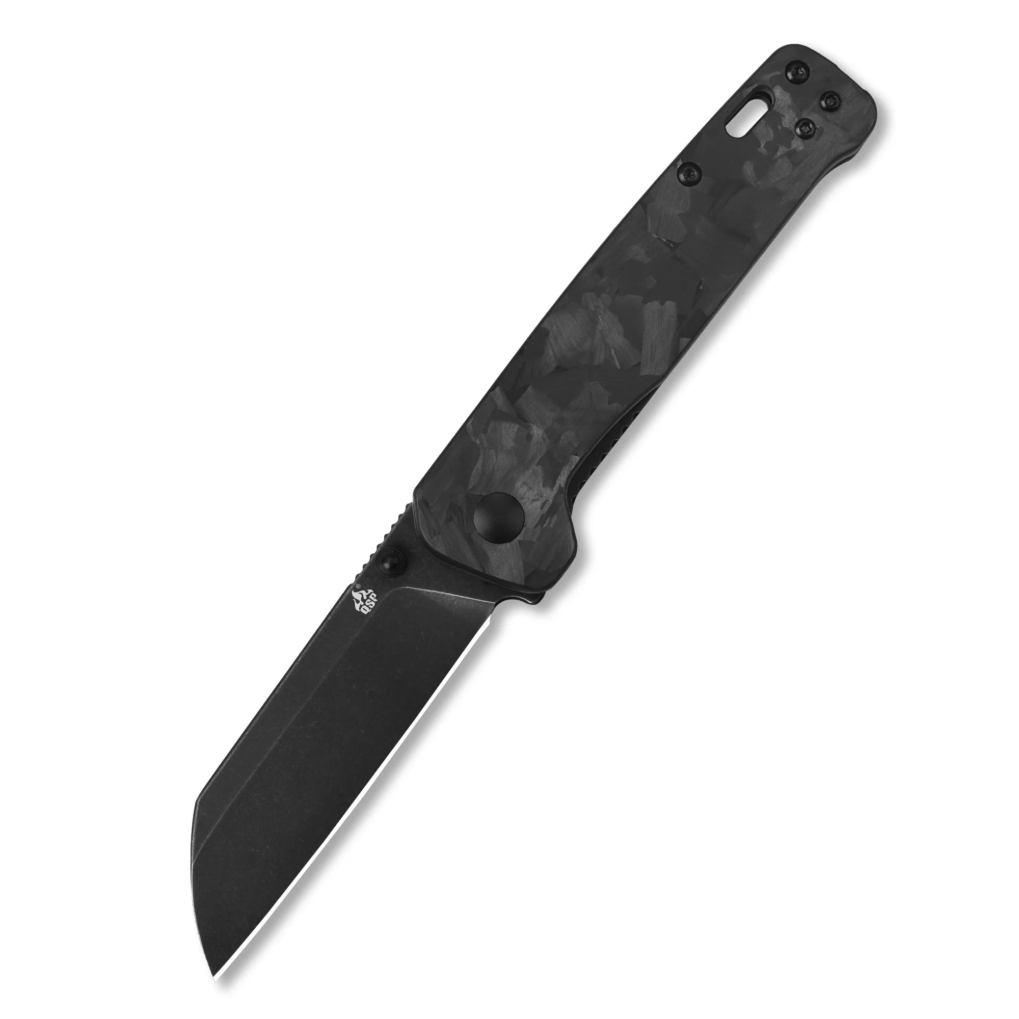 QSP Penguin Liner Lock Pocket Knife D2 Blade Blue Shredded CF overlay G10 Handle - Image 5