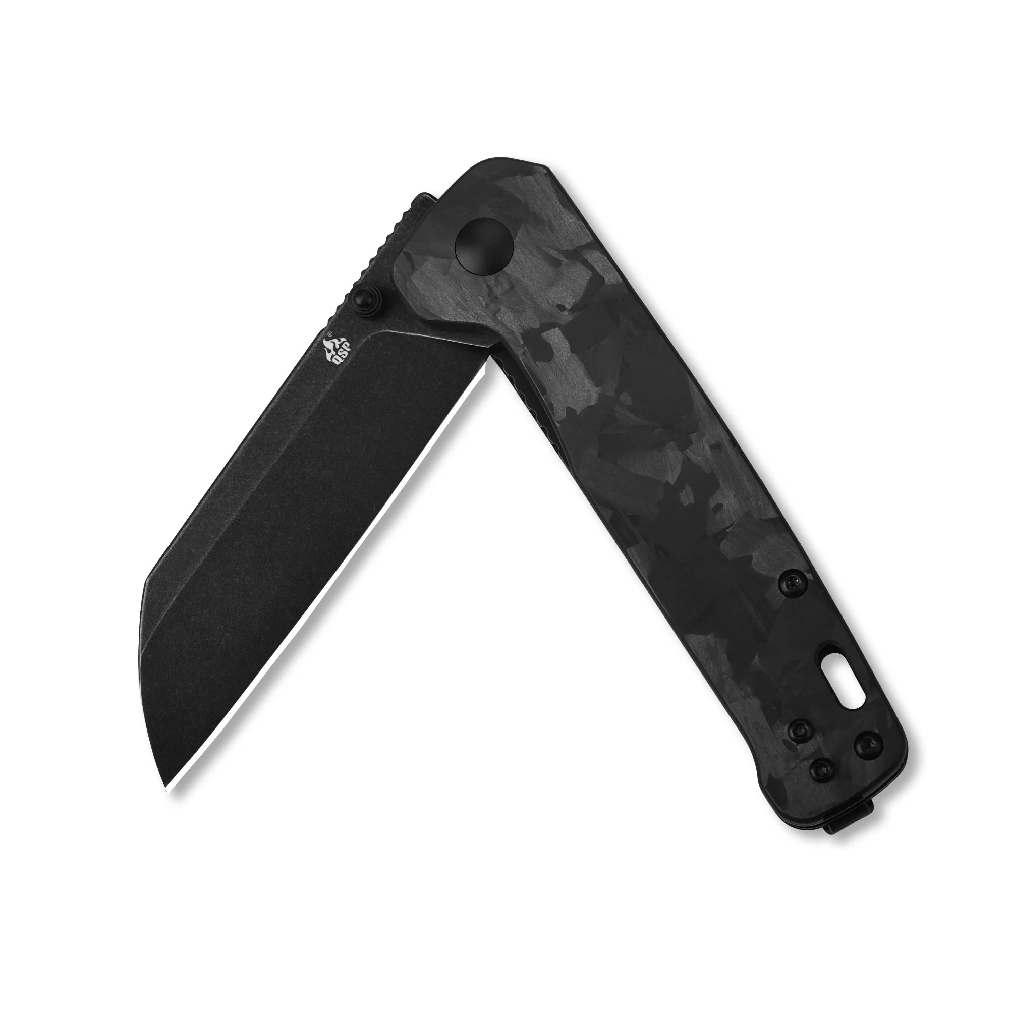 QSP Penguin Liner Lock Pocket Knife D2 Blade Blue Shredded CF overlay G10 Handle - Image 7
