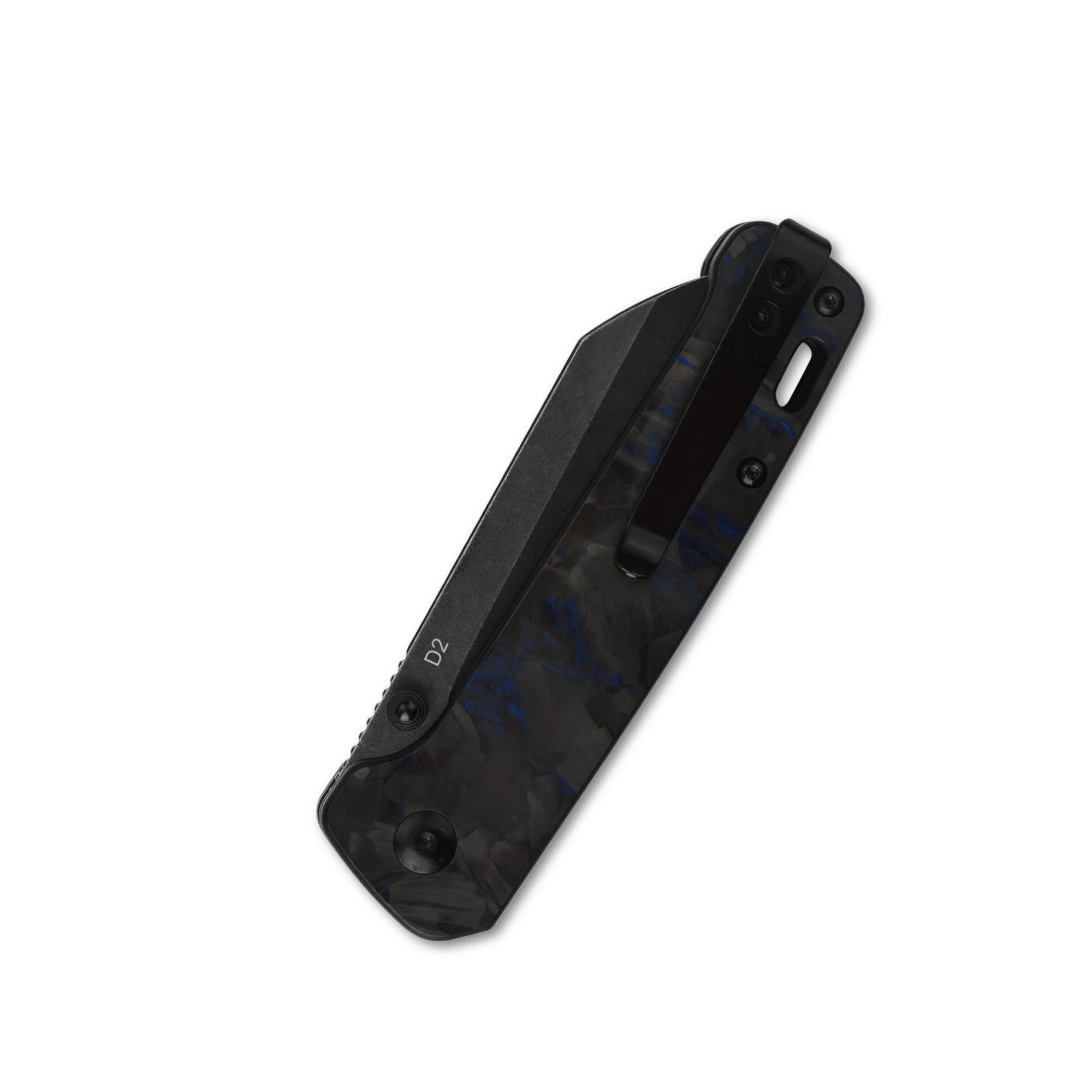 QSP Penguin Liner Lock Pocket Knife D2 Blade Blue Shredded CF overlay G10 Handle - Image 9