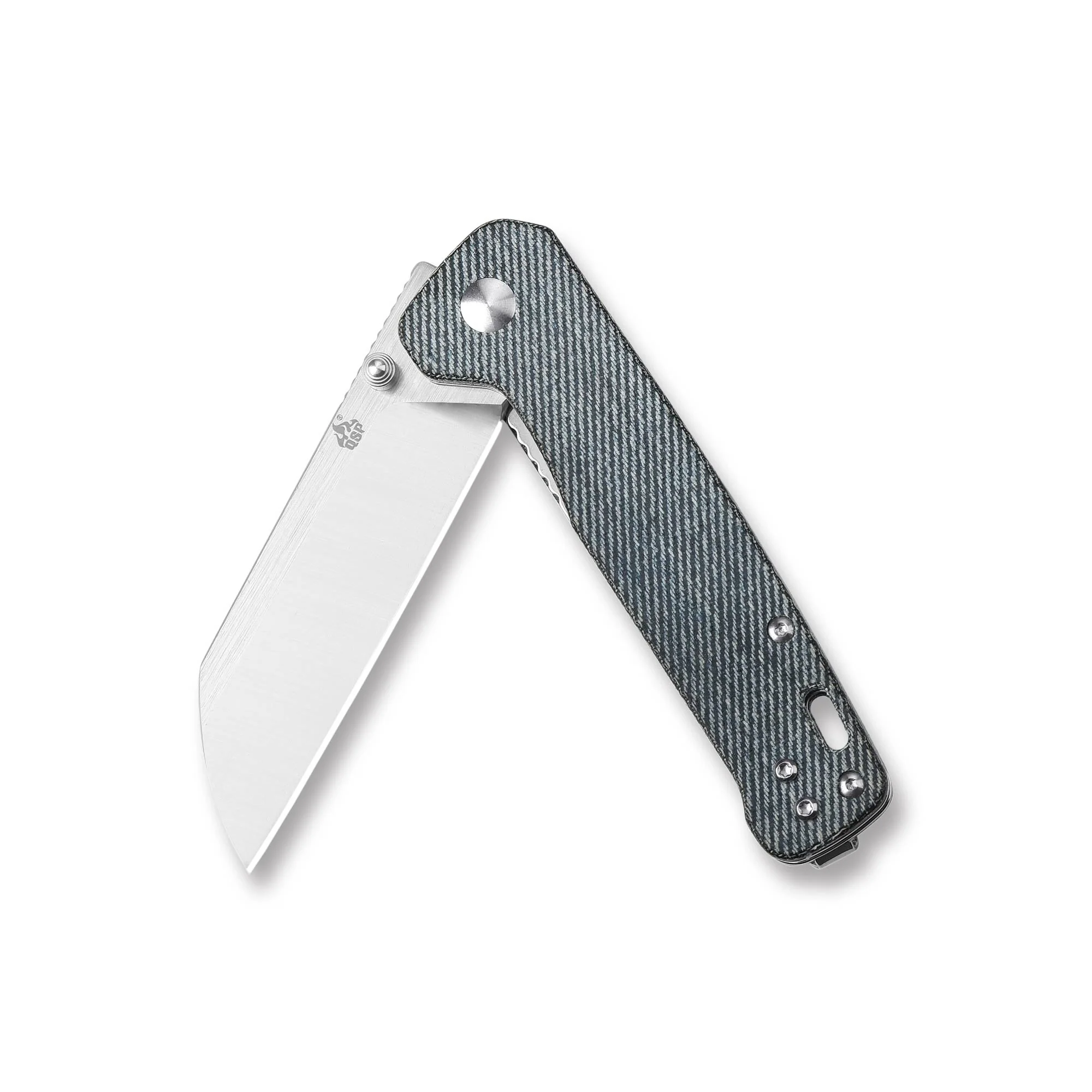 QSP Penguin Liner Lock Pocket Knife D2 blade Denim Micarta handle - Image 3