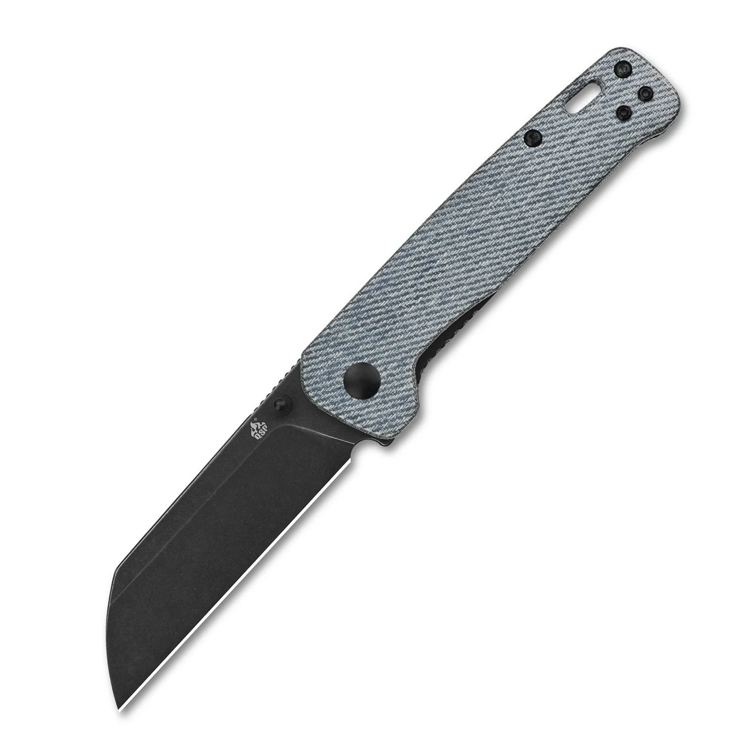 QSP Penguin Liner Lock Pocket Knife D2 blade Denim Micarta handle - Image 5