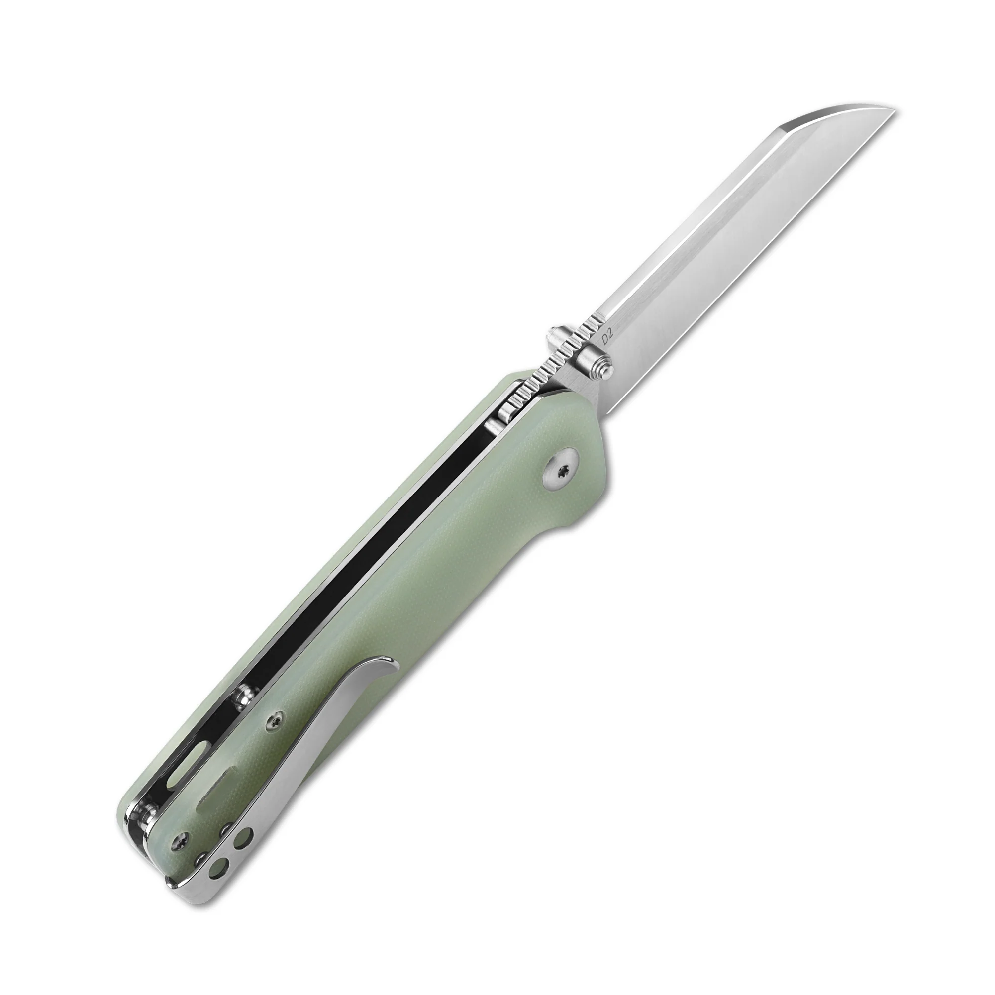 QSP Penguin Liner Lock Pocket Knife Folding Knives D2 Blade Jade G10 Handle - Image 4