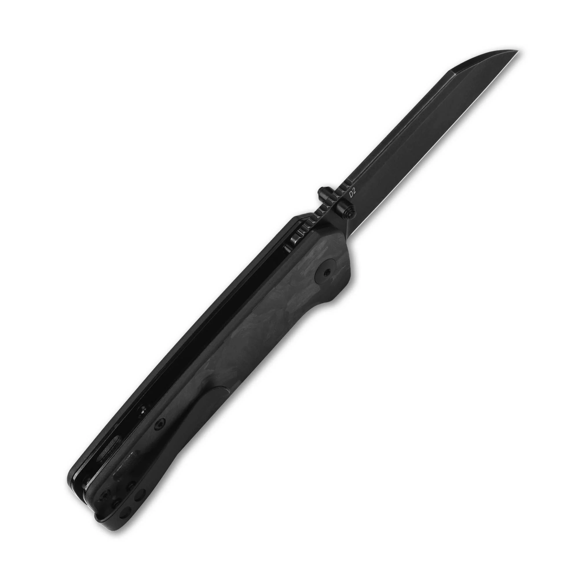 QSP Penguin Liner Lock Pocket Knife D2 Blade Black Shredded CF overlay G10 Handle - Image 8