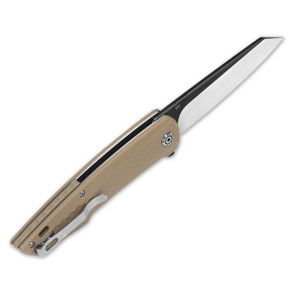 QSP Phoenix Liner Lock Pocket Knife D2 blade Sand G10 Handle - Image 4