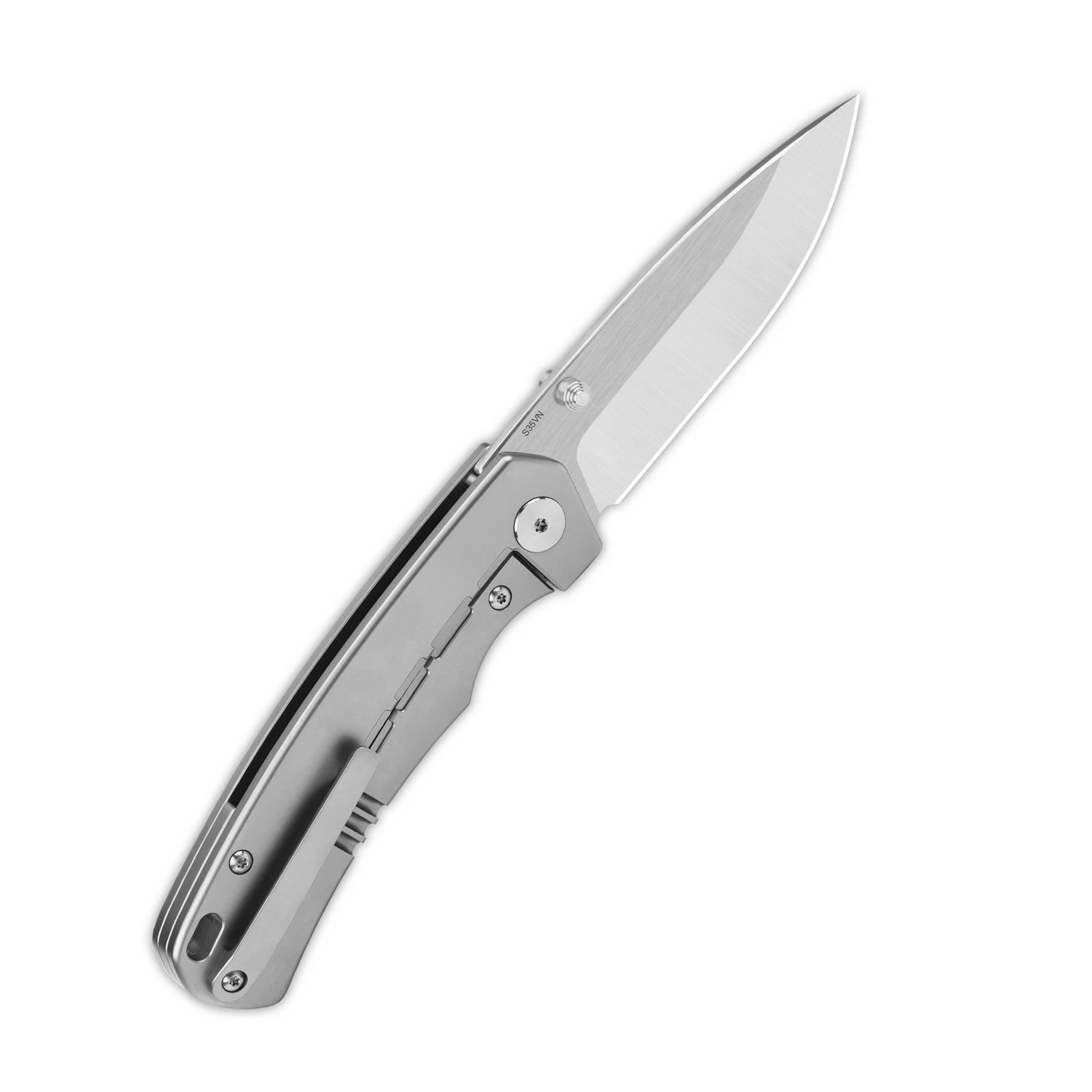QSP Puffin Frame Lock Pocket Knife CPM S35VN Blade Titanium Handle with Blue Camo Carbon Fiber inlay - Image 4