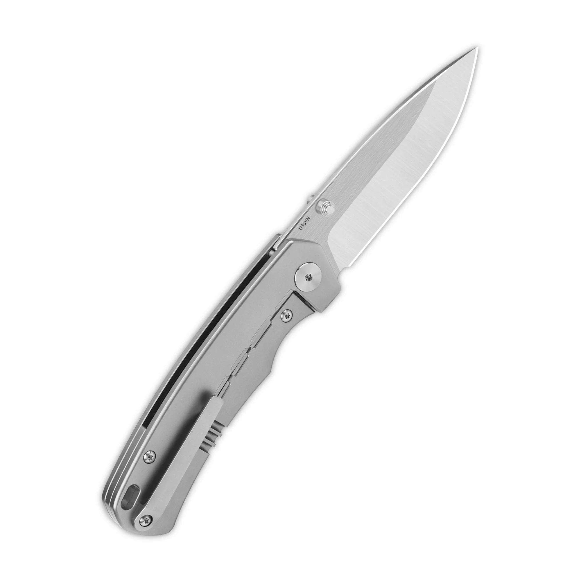 QSP Puffin Frame Lock Pocket Knife CPM S35VN Blade Titanium Handle with Red-Blue Camo Carbon Fiber inlay - Image 4