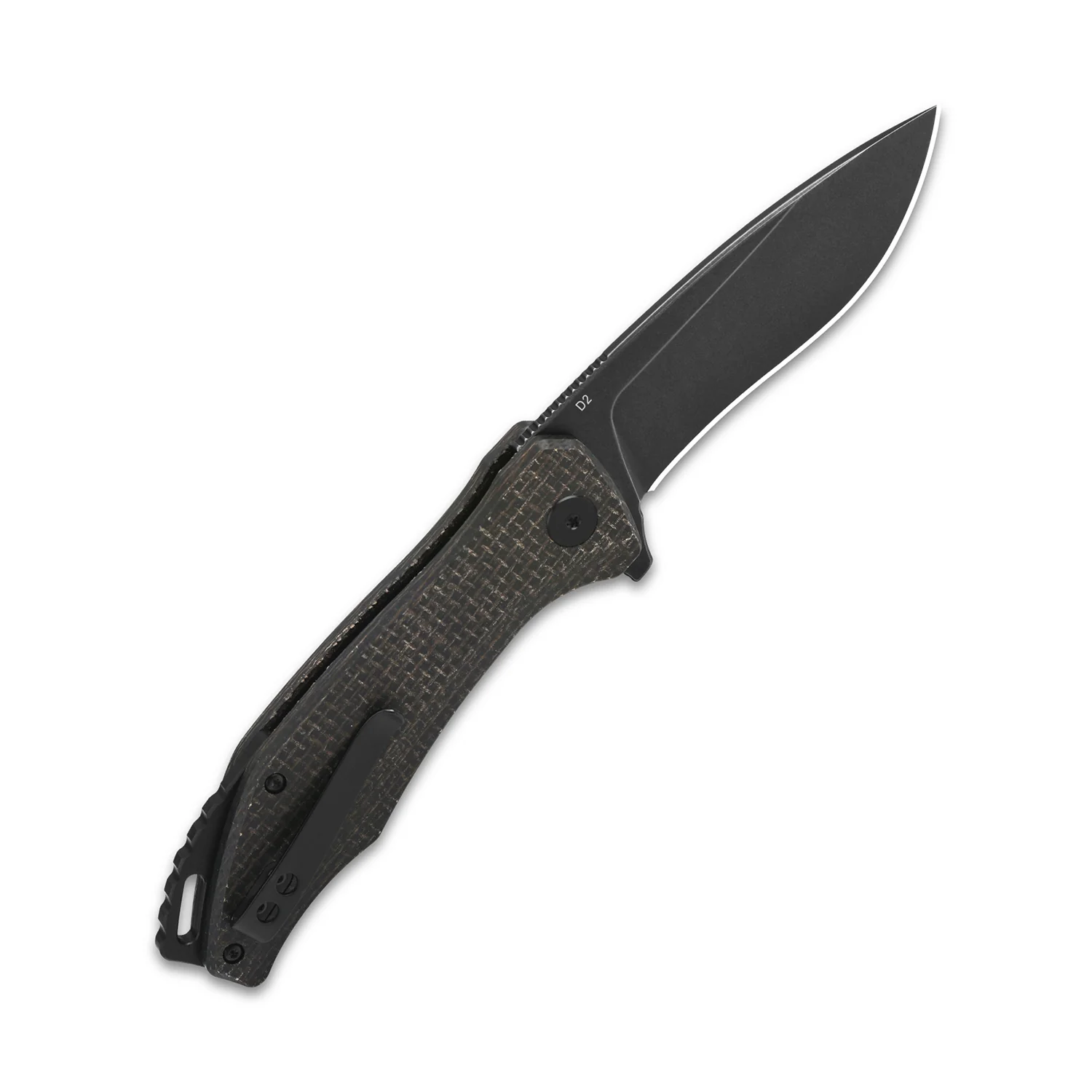 QSP Raven Liner Lock Pocket Knife D2 Blade Dark Brown Micarta Handle - Image 8
