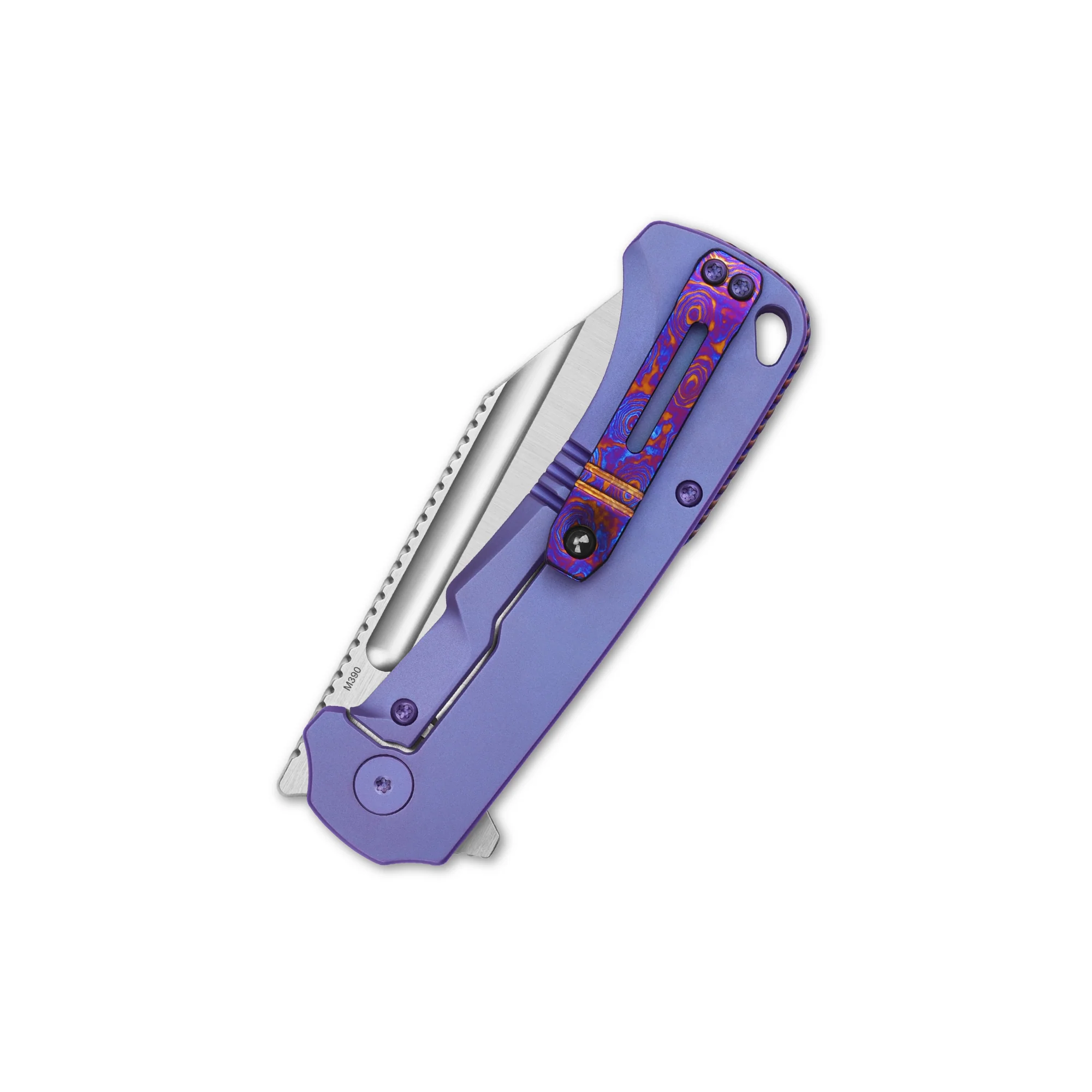 QSP Rhino Pocket Knife Böhler M390 Flat Blade Titanium Handle - Image 10