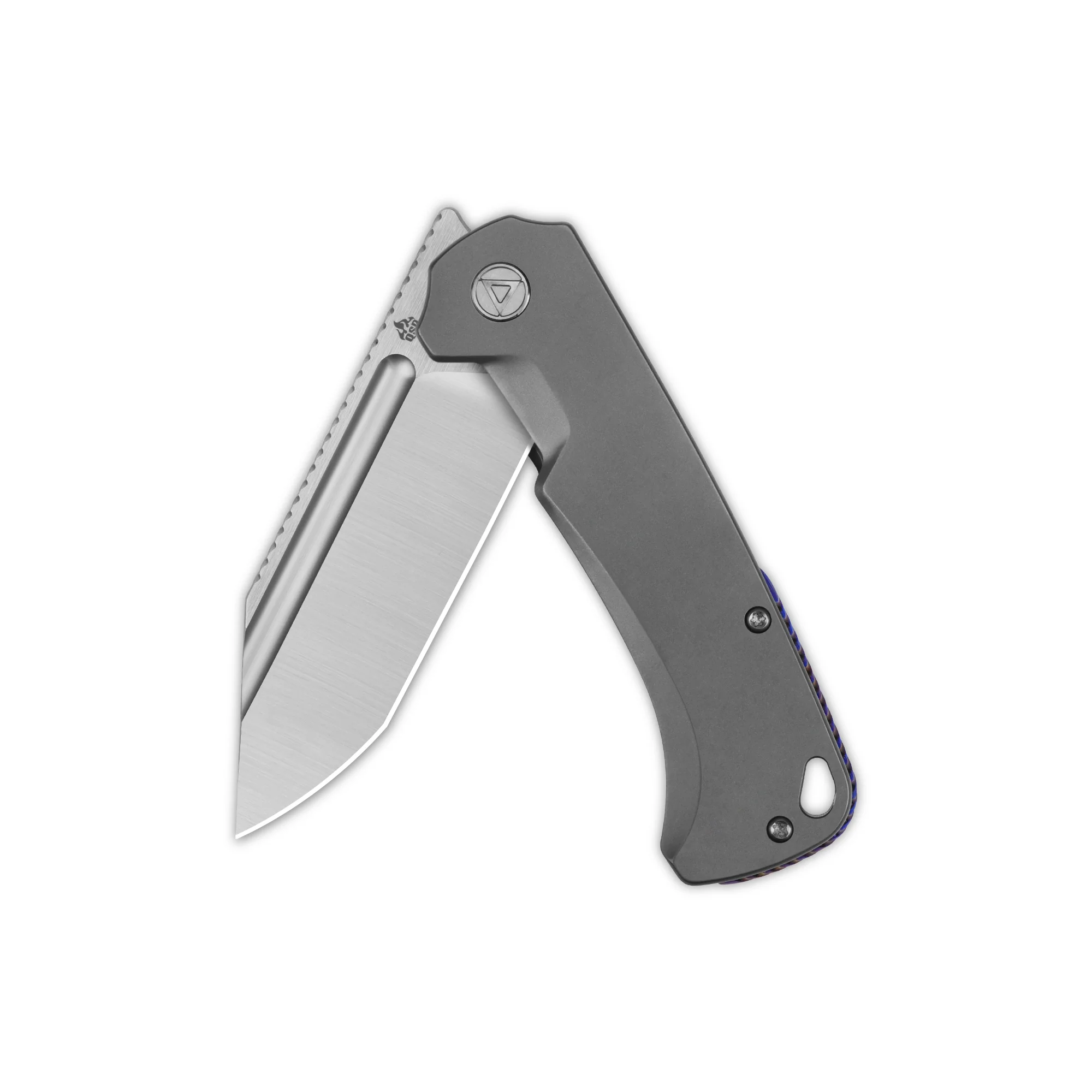 QSP Rhino Pocket Knife Böhler M390 Flat Blade Titanium Handle - Image 4