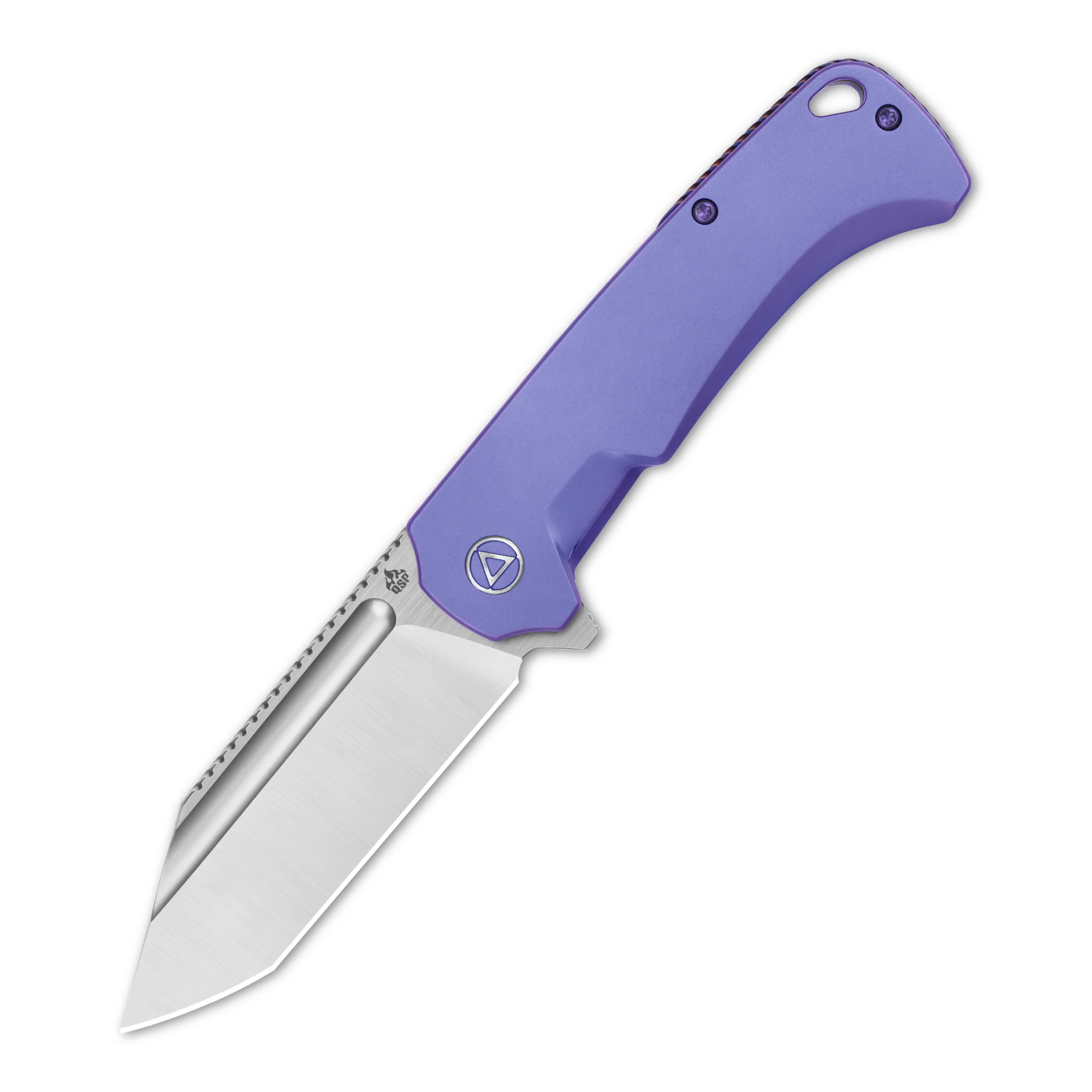QSP Rhino Pocket Knife Böhler M390 Flat Blade Titanium Handle - Image 9