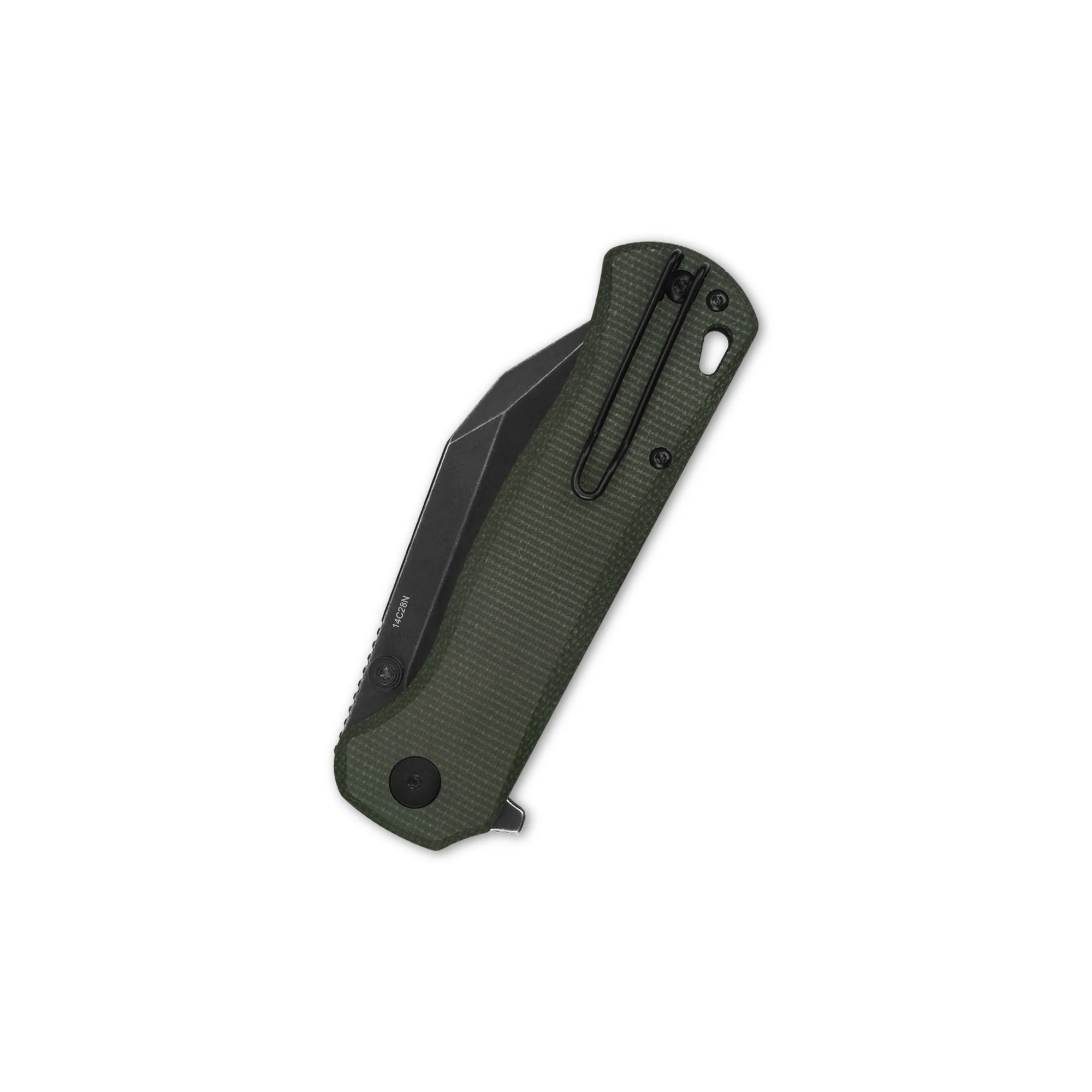 QSP Swordfish Button Lock Pocket Knife 14C28N blade Green Micarta handle - Image 6