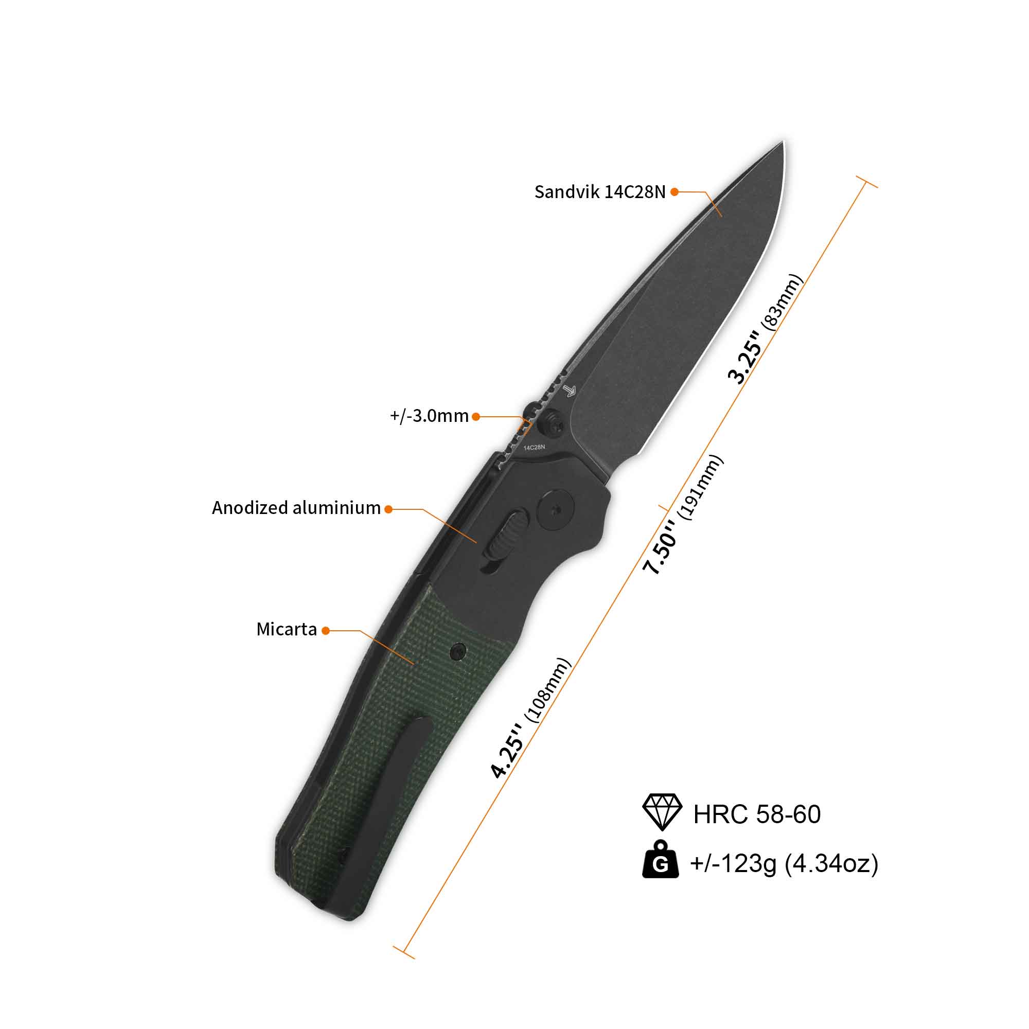 QSP Vault Glyde Lock Pocket Knife 14C28N Blade Green Micarta Handle - Image 7