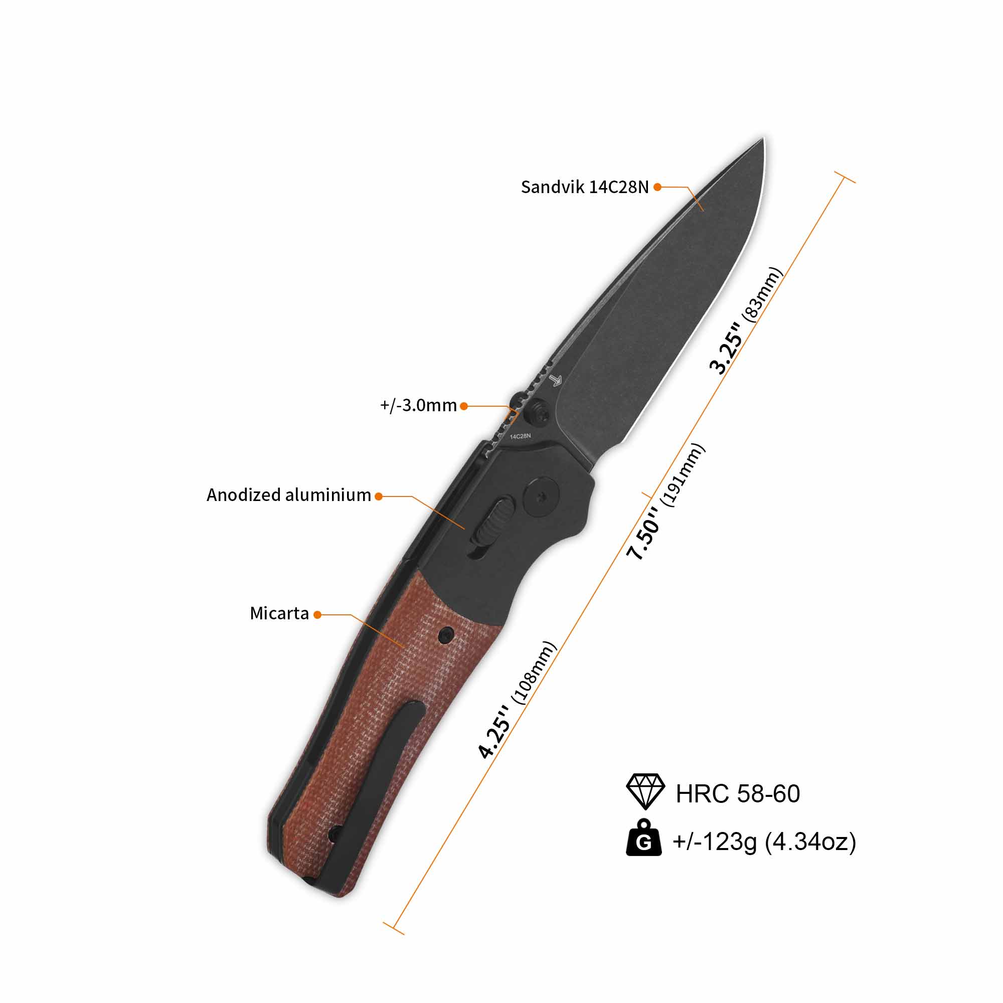 QSP Vault Glyde Lock Pocket Knife 14C28N Blade Tan Micarta Handle - Image 7